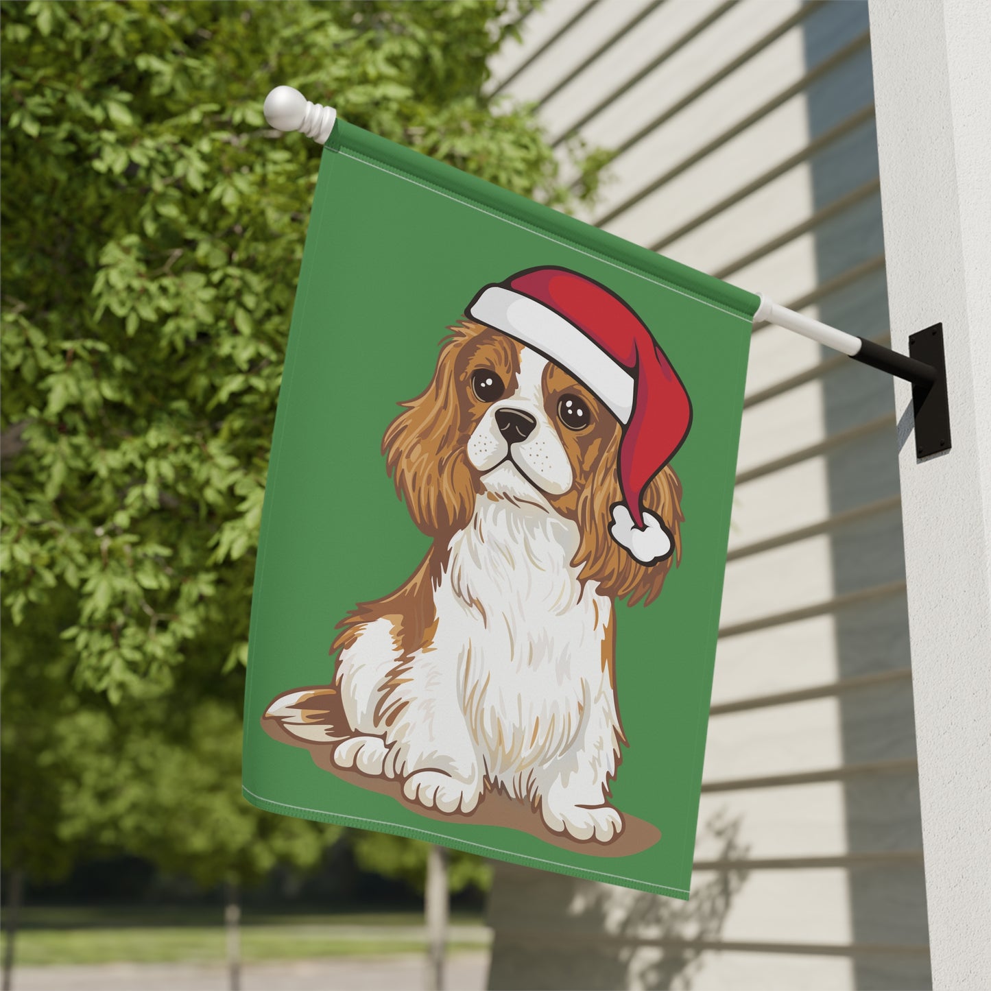Cavalier King Charles Spaniel Dog Christmas Garden Flag, Holiday Yard Decorations, Seasonal Outdoor Xmas Decor