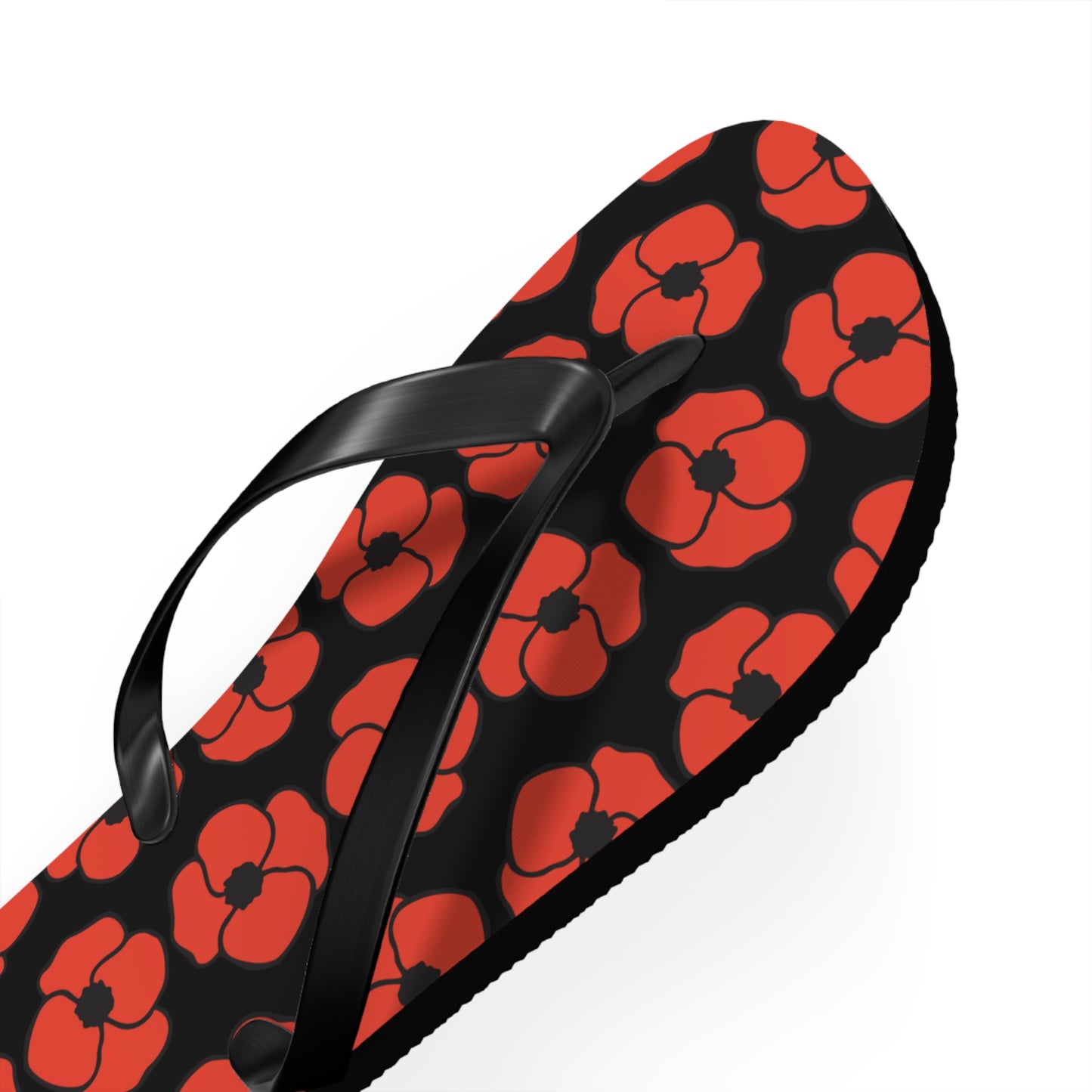 Floral Poppies Flip Flops - Poppy Flowers Spring Summer Sandals, Beach Footwear, Vacation Essentials, Outdoor Relaxation, Gift for Her