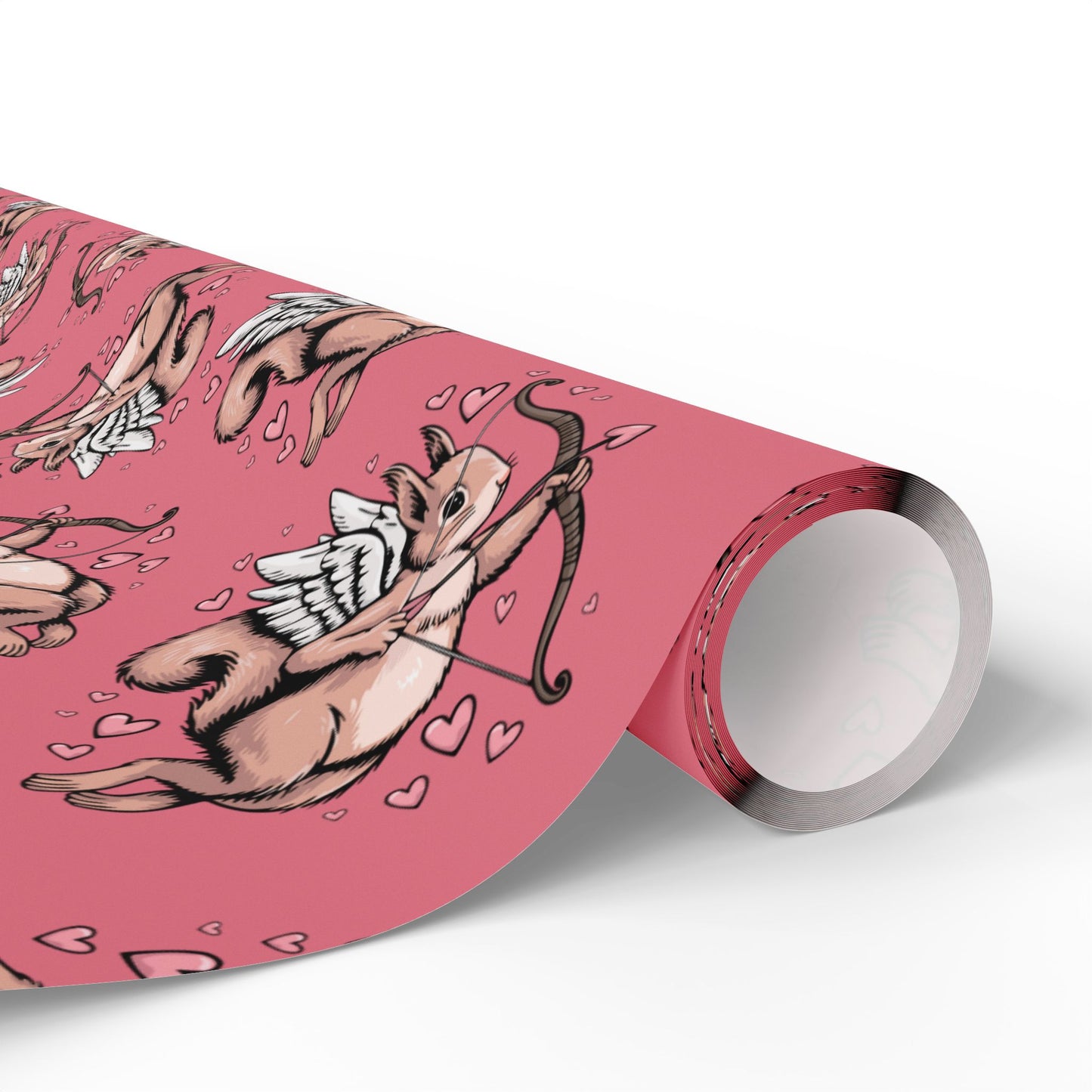Cupid Squirrel Valentine's Day Gift Wrap Pink Cupid Squirrels Valentine Hearts Wrapping Paper Romantic Love Cupid Squirrels Gift
