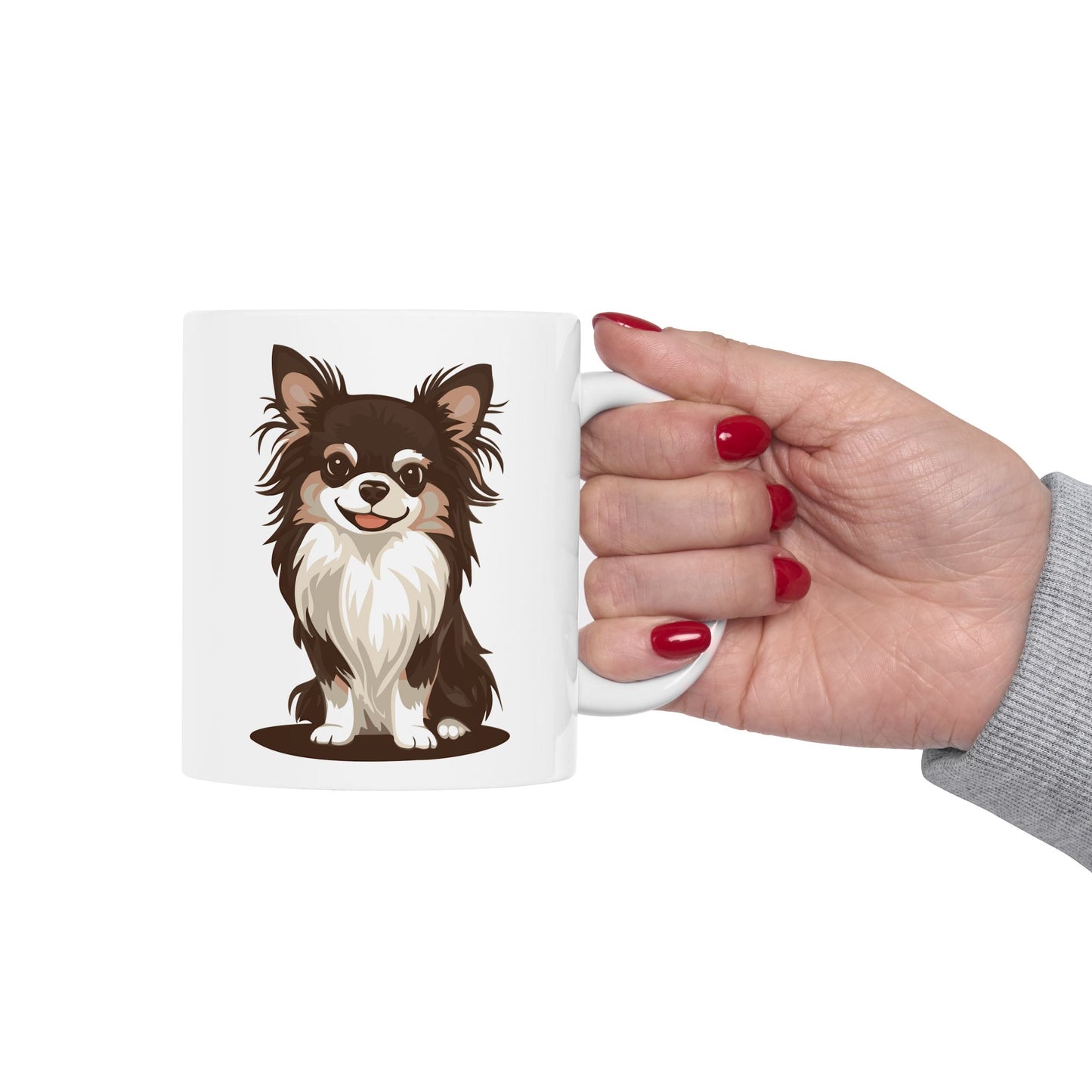 Long Haired Chihuahua Dog Ceramic Coffee Tea Mug 11oz with Puppy Dog Chihuahua Print