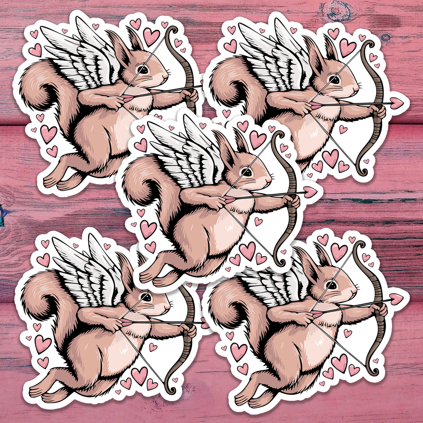 3" Cupid Squirrel Sticker - Waterproof, Fade-Resistant Decal Stickers Valentine's Day Love Hearts