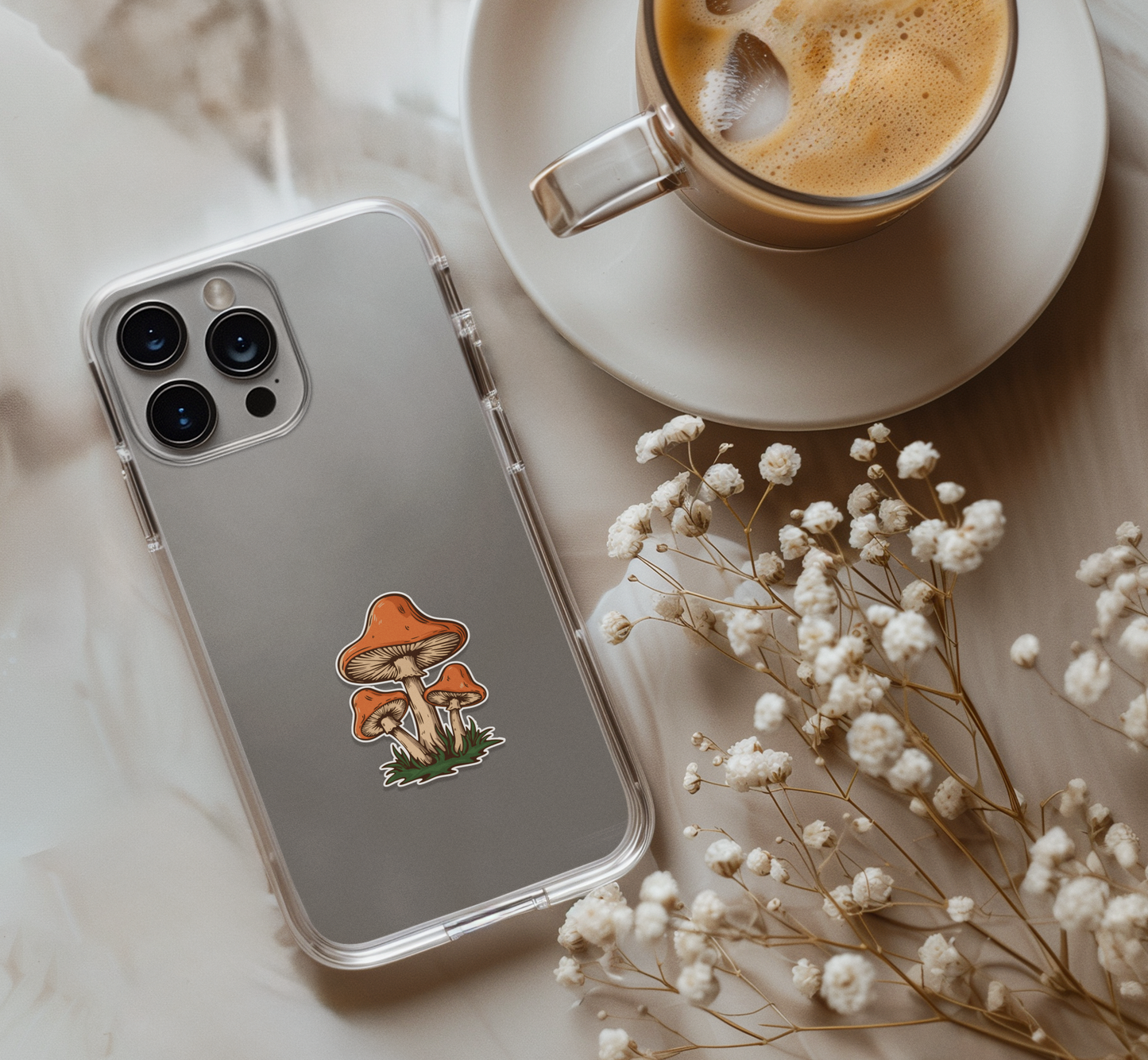 2" Retro Mushroom Stickers 5 & 10 Pack, Small Orange Mushrooms Vinyl Decal Sticker 70s Shrooms Waterproof Decals Car, Water Bottle, Laptop