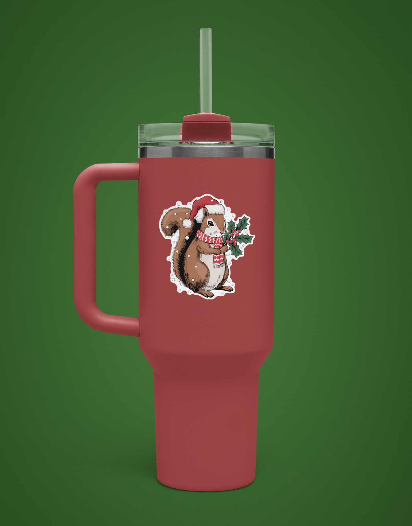 3.5" Santa Squirrel Christmas Sticker - Winter Holiday Squirrels Vinyl Decal Stickers, Festive Winter Waterproof Decals, Xmas Gift Idea