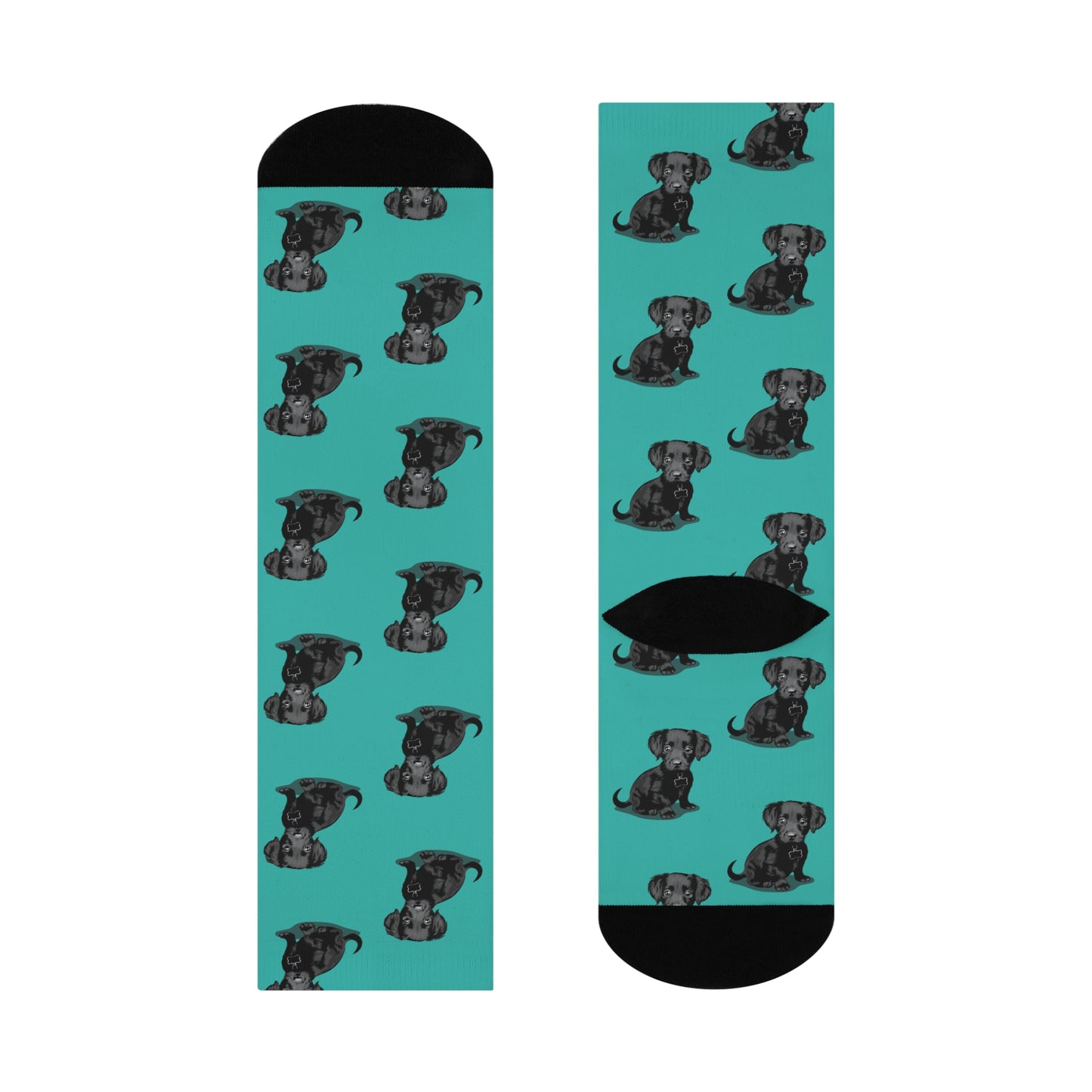 Chiweenie Puppy Dogs Cushioned Crew Socks, Unisex One Size - Chihuahua Dachshund Pattern Print, Dog Lover Gift, Pet Owner Accessories