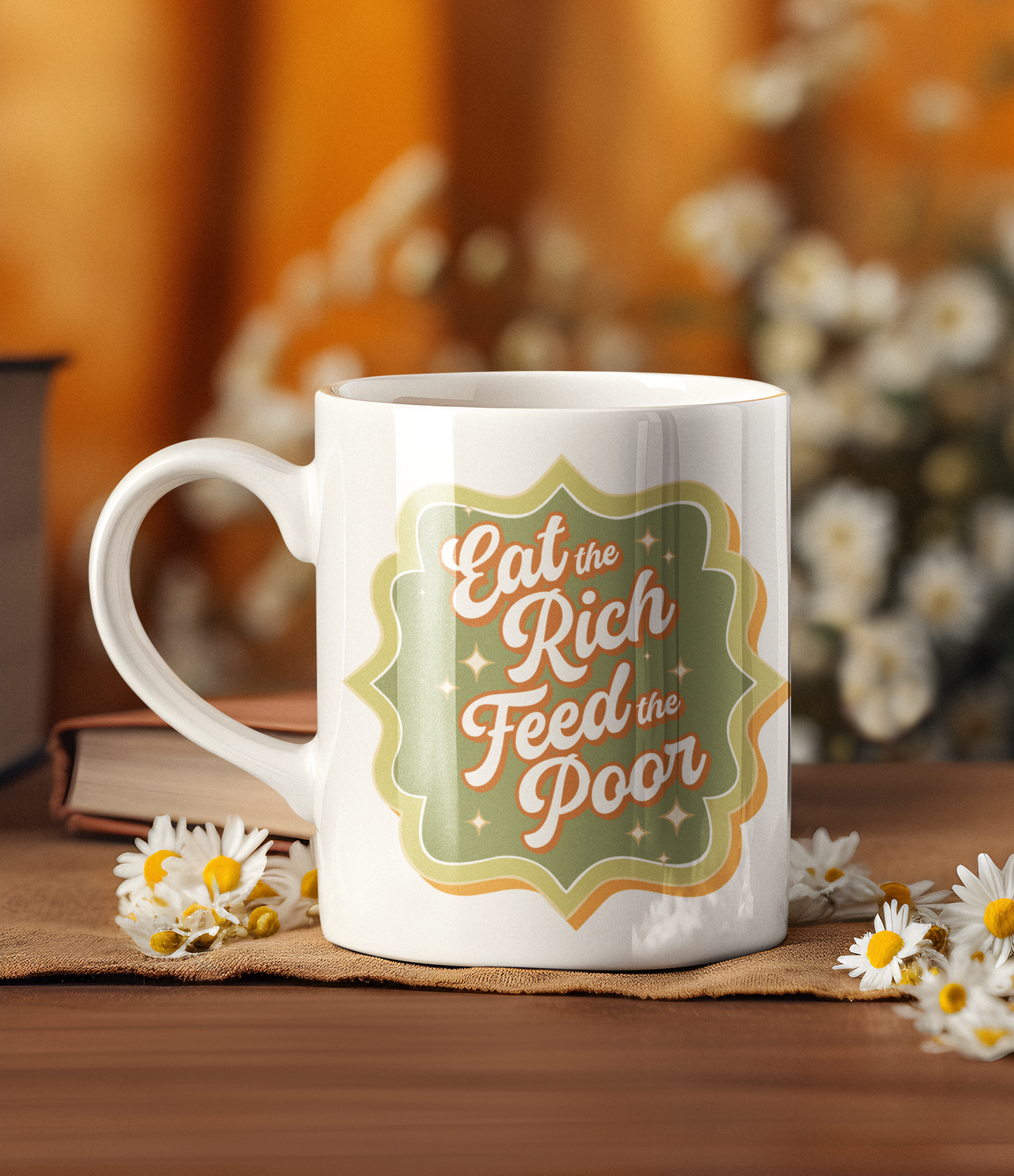 Eat The Rich Feed The Poor Ceramic Coffee Mug 11 Oz White Retro Style Coffee Tea Cup White Ceramic Kitchen Decor