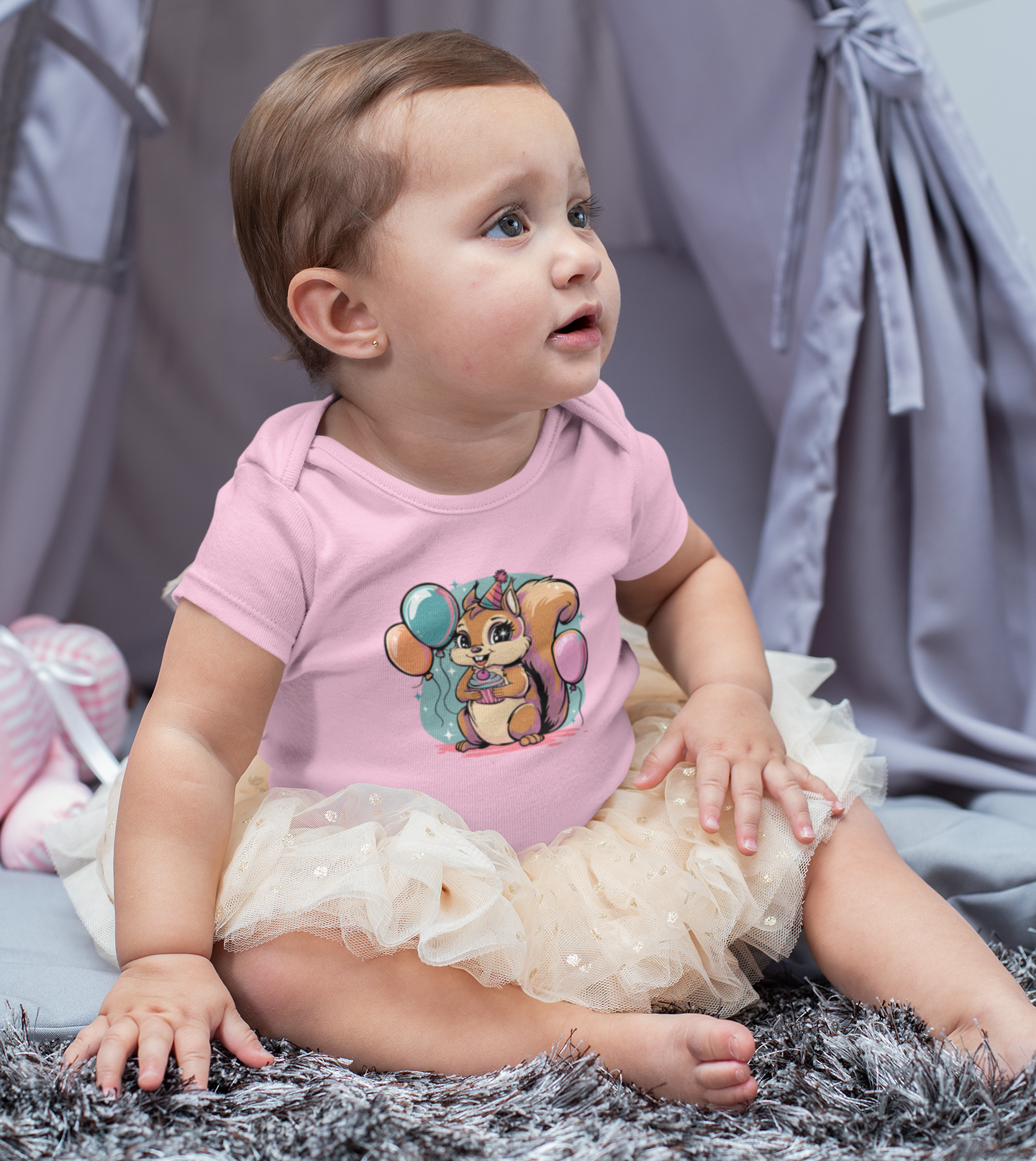 Happy Birthday Party Squirrel Infant Baby One Piece Squirrels Balloons Cupcake Babies Outfit Celebration B-day Girls Boys