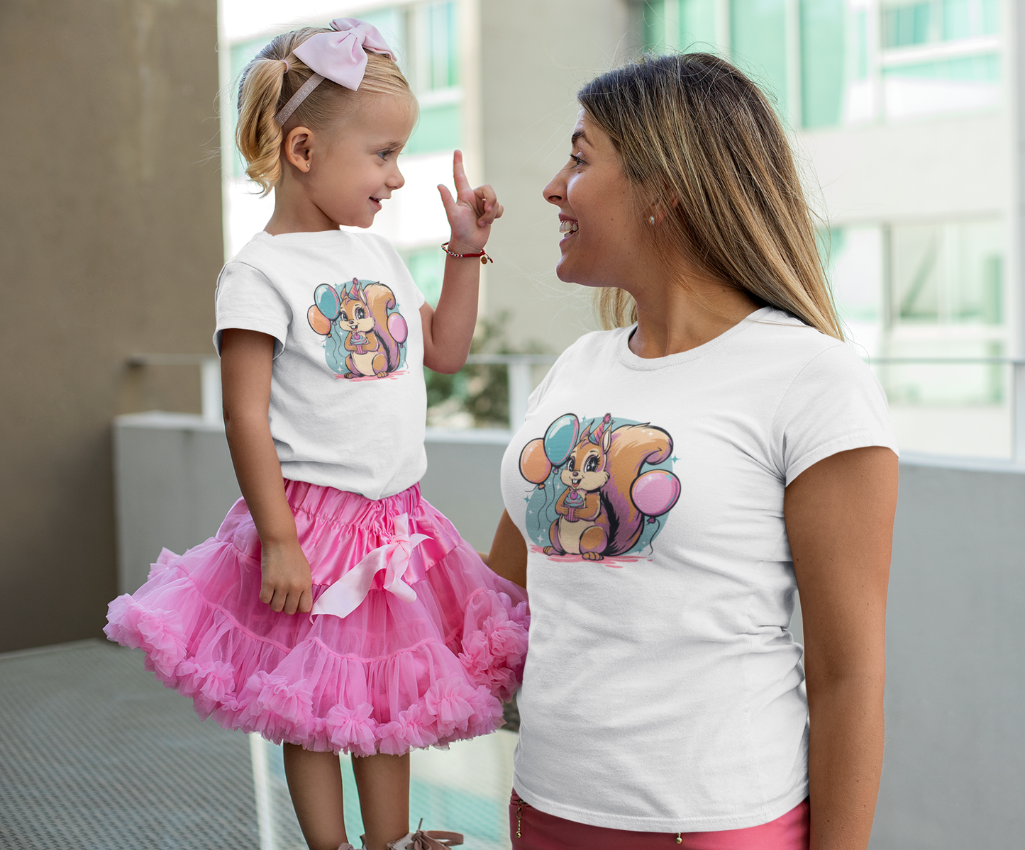 Happy Birthday Party Squirrel Kids T-shirt Squirrels Balloons Cupcake Short Sleeve Tee Celebration B-day Childrens Youth Girls