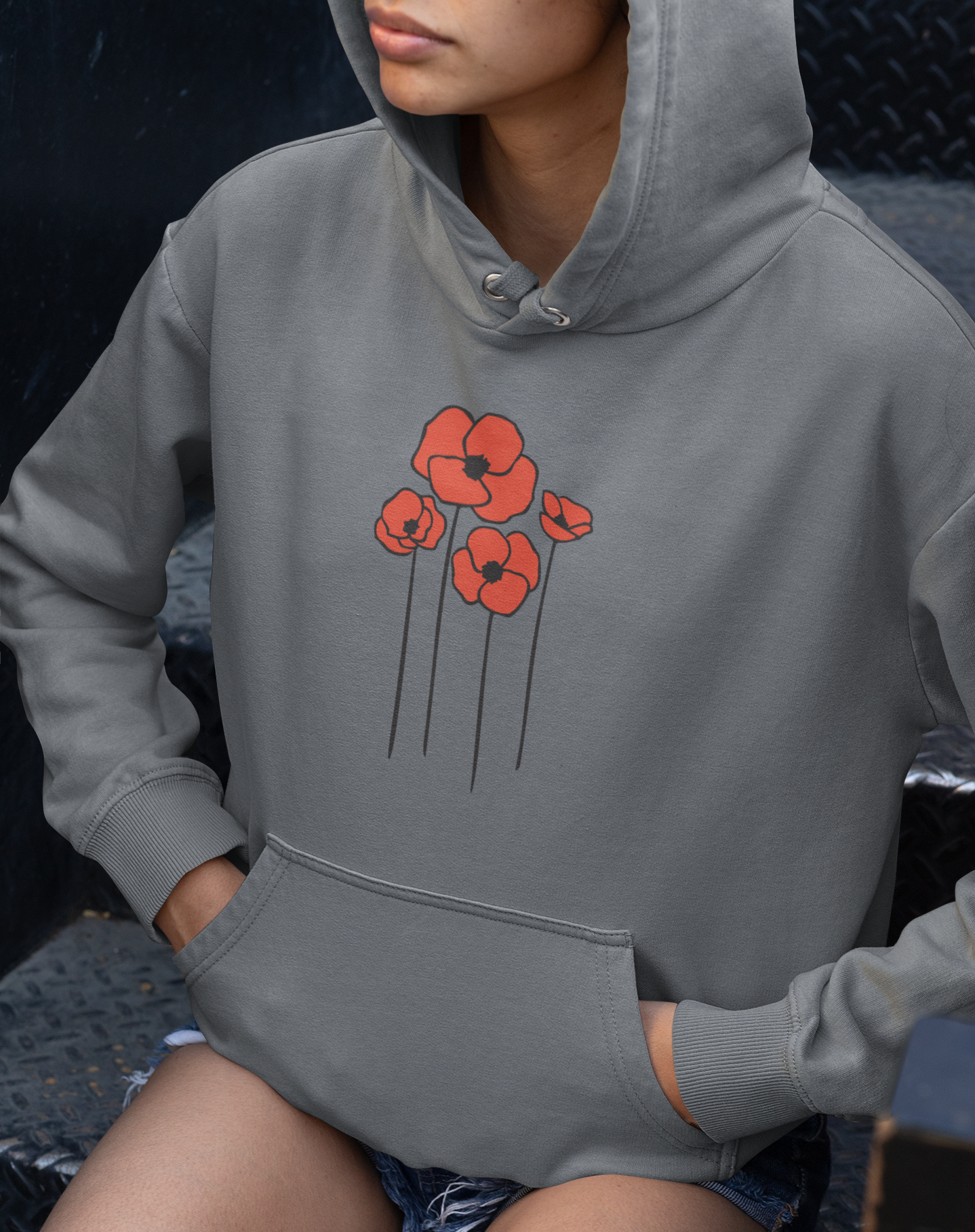 Red Poppy Flowers Hoodie, Floral Poppies Pullover Hooded Sweatshirt, Gift for Nature Lovers, Perfect Hoodies for Fall and Spring