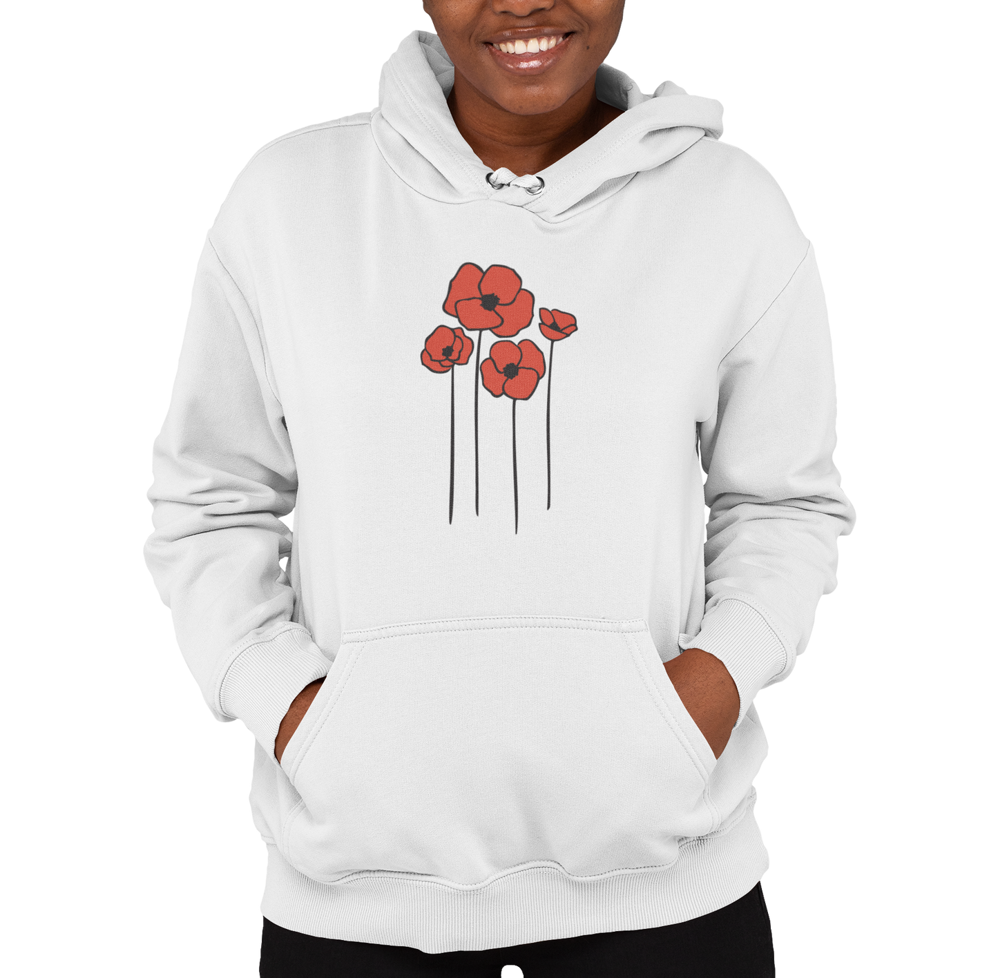 Red Poppy Flowers Hoodie, Floral Poppies Pullover Hooded Sweatshirt, Gift for Nature Lovers, Perfect Hoodies for Fall and Spring