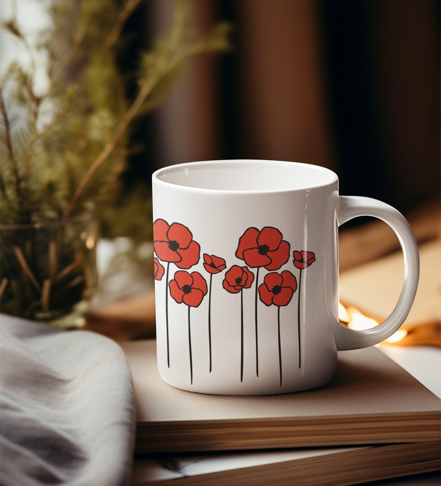 Red Poppy Flowers Ceramic Mug 11oz, Floral Poppies Coffee Cup, Nature Design Tea Mugs, Gift for Gardener, Mother's Day Gift