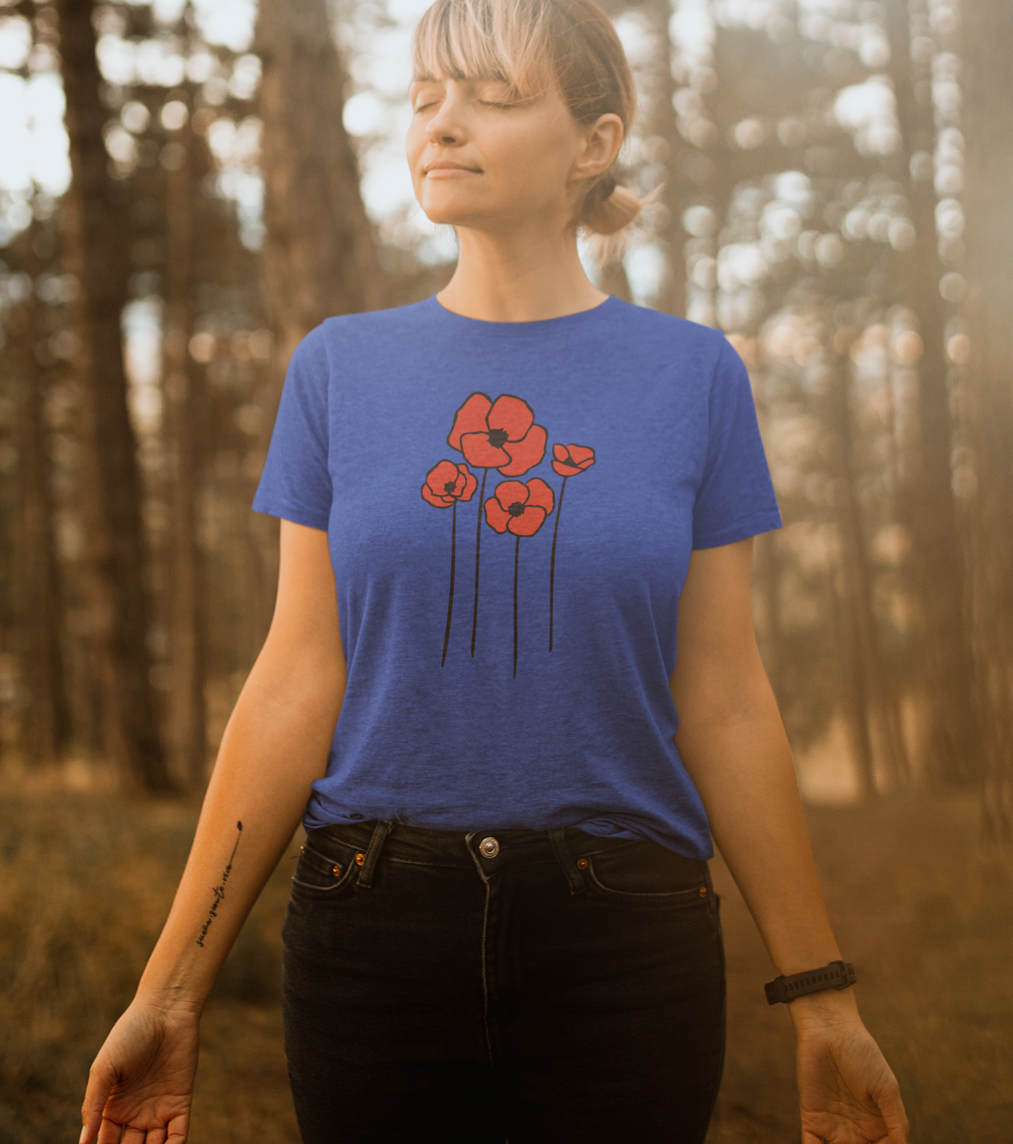 Floral Poppies T-Shirt, Poppy Flowers Tee for Spring, Nature Lover Gift, Flower Design Short Sleeve T-shirts, Summer Gift for Her