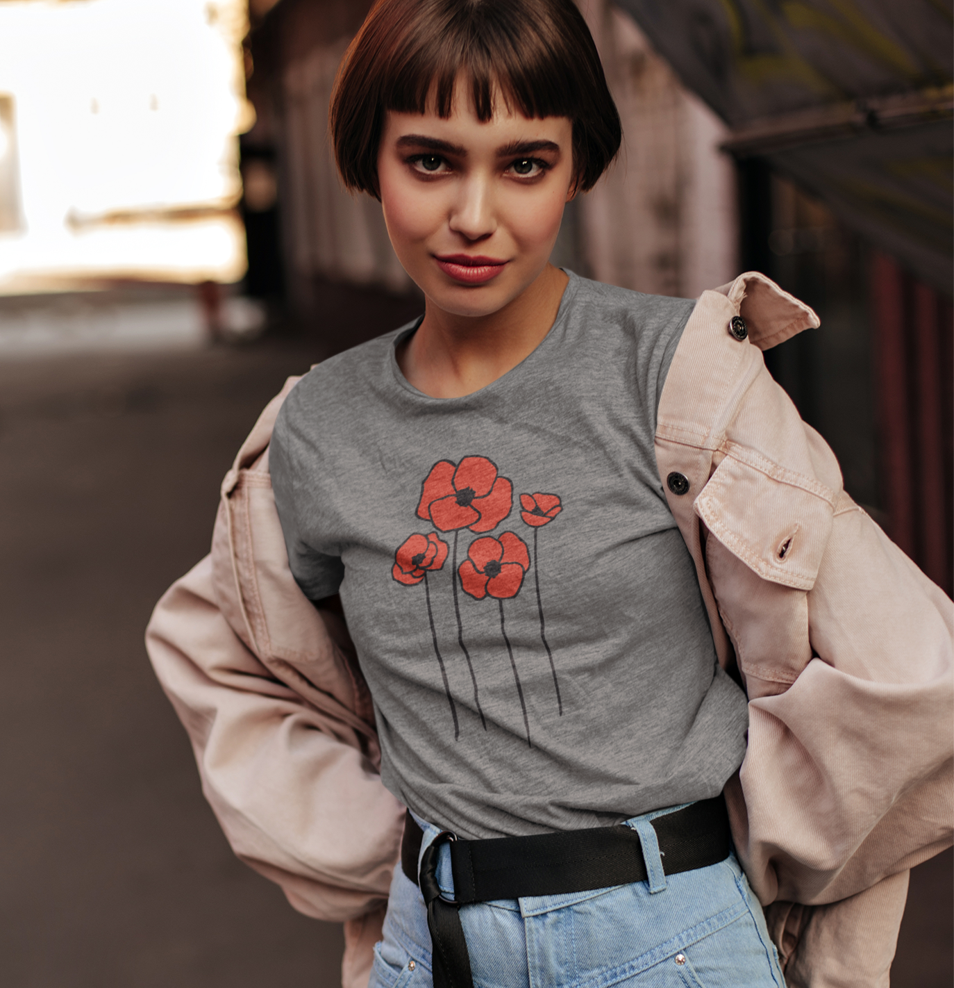 Floral Poppies T-Shirt, Poppy Flowers Tee for Spring, Nature Lover Gift, Flower Design Short Sleeve T-shirts, Summer Gift for Her