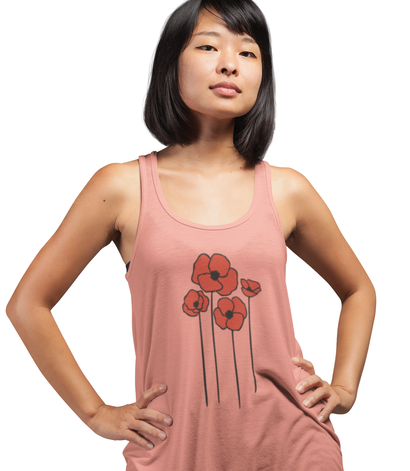 Poppies Women's Tank Top, Floral Sleeveless Shirt, Spring Flower Racerback Tee, Red Poppy Flowers Tank, Ladies Nature Print Shirts