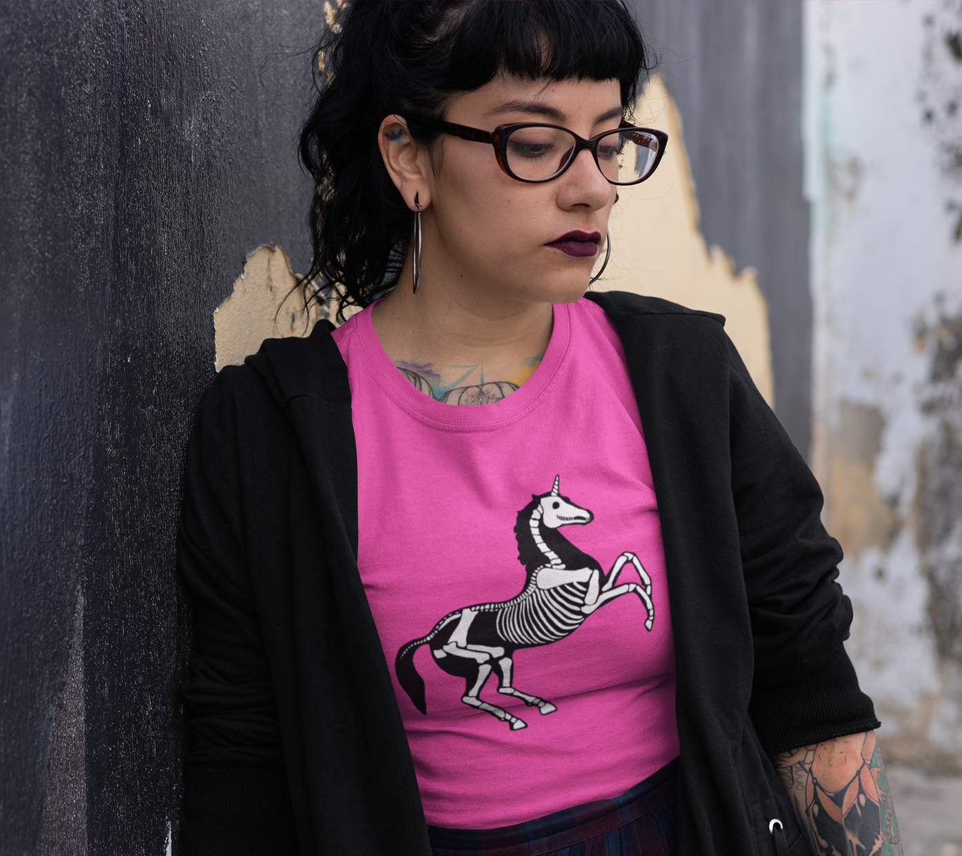 Unicorn Skeleton T-shirt - Spooky Halloween Tee Unisex Jersey Short Sleeve Gothic Unicorns Graphic Tees - Womens Mens Goth Shirts