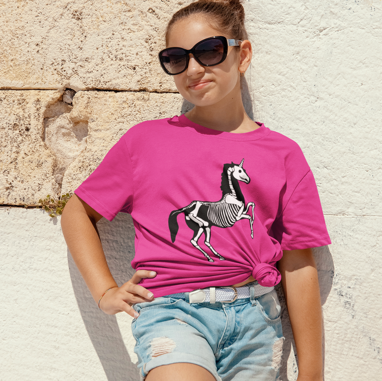 Unicorn Skeleton T-shirt - Spooky Halloween Tee Unisex Jersey Short Sleeve Gothic Unicorns Graphic Tees - Womens Mens Goth Shirts