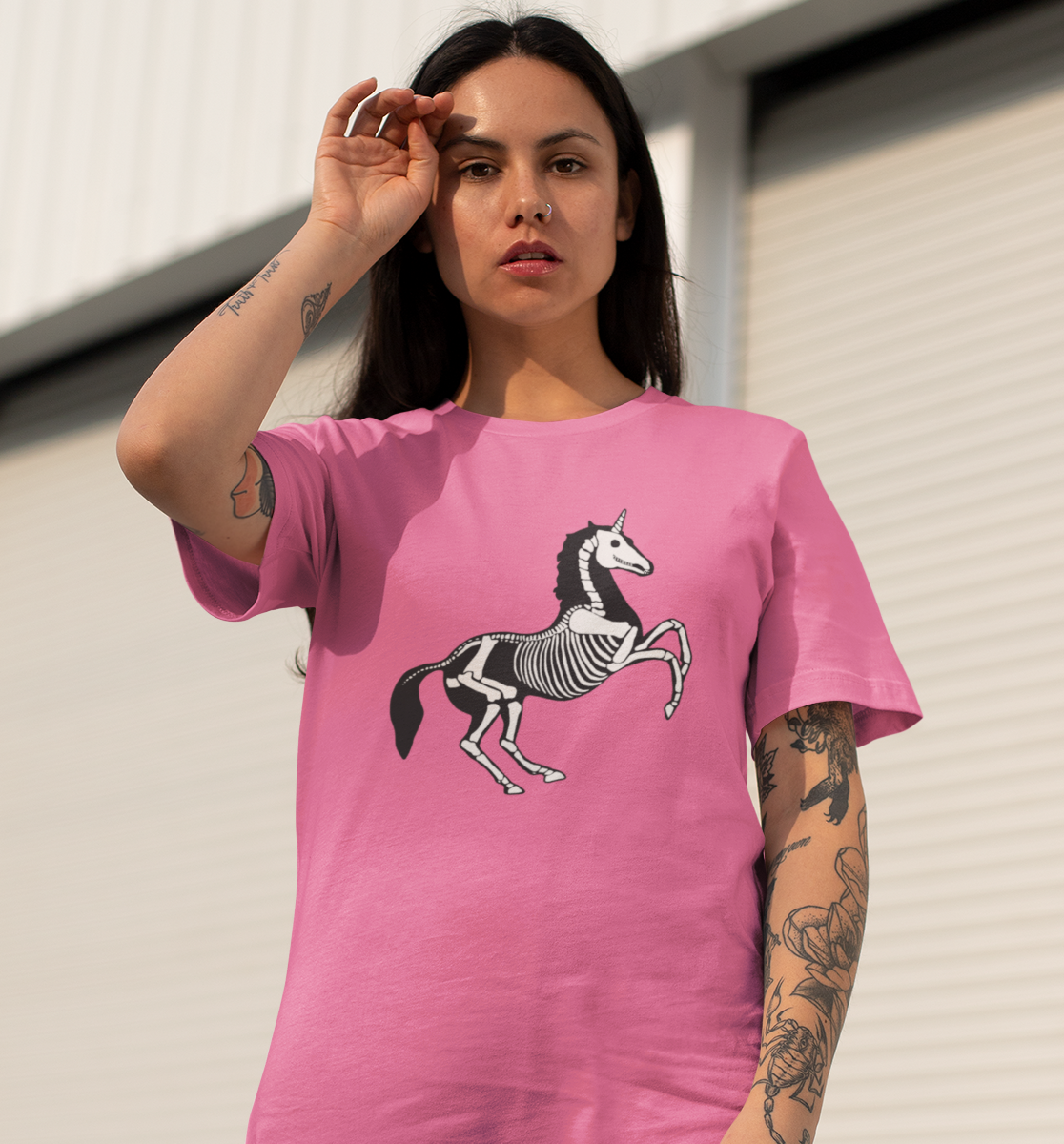 Unicorn Skeleton T-shirt - Spooky Halloween Tee Unisex Jersey Short Sleeve Gothic Unicorns Graphic Tees - Womens Mens Goth Shirts