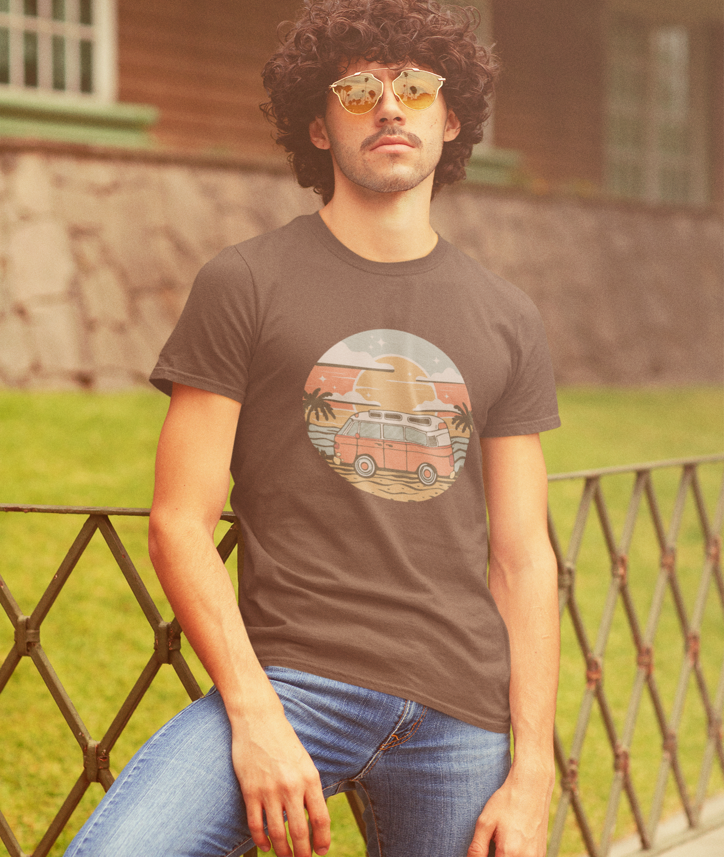 Vintage Van Dreams T-shirt - Vanlife Nomad Campervan Vanlife Beach Coastal Sunset Tee Unisex Mens Womens Cotton Shirt