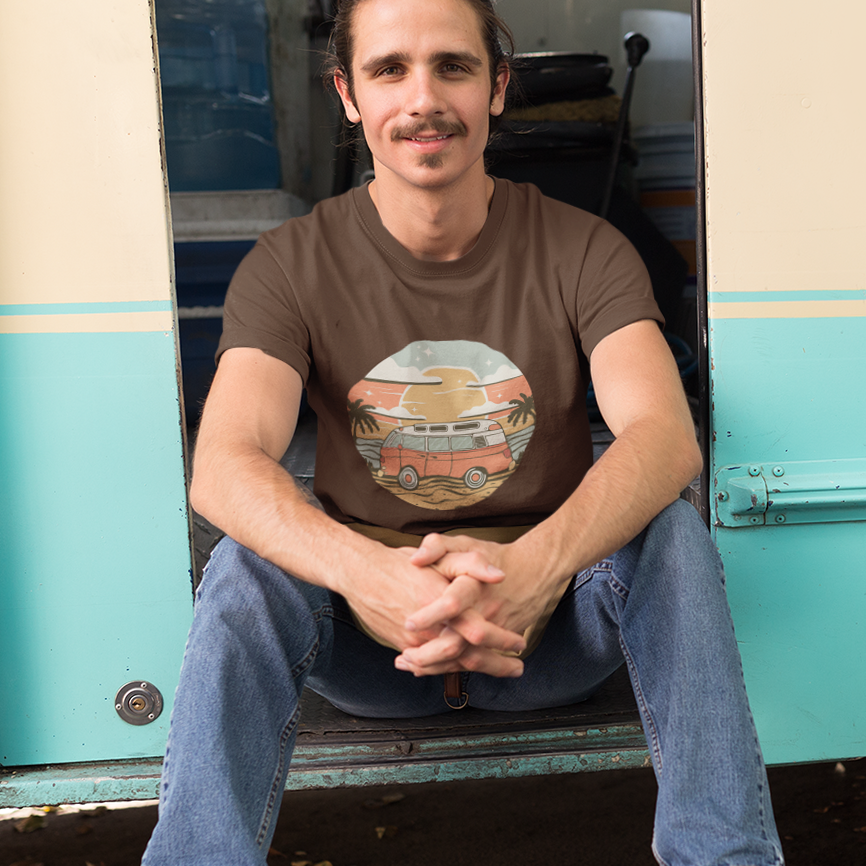 Vintage Van Dreams T-shirt - Vanlife Nomad Campervan Vanlife Beach Coastal Sunset Tee Unisex Mens Womens Cotton Shirt