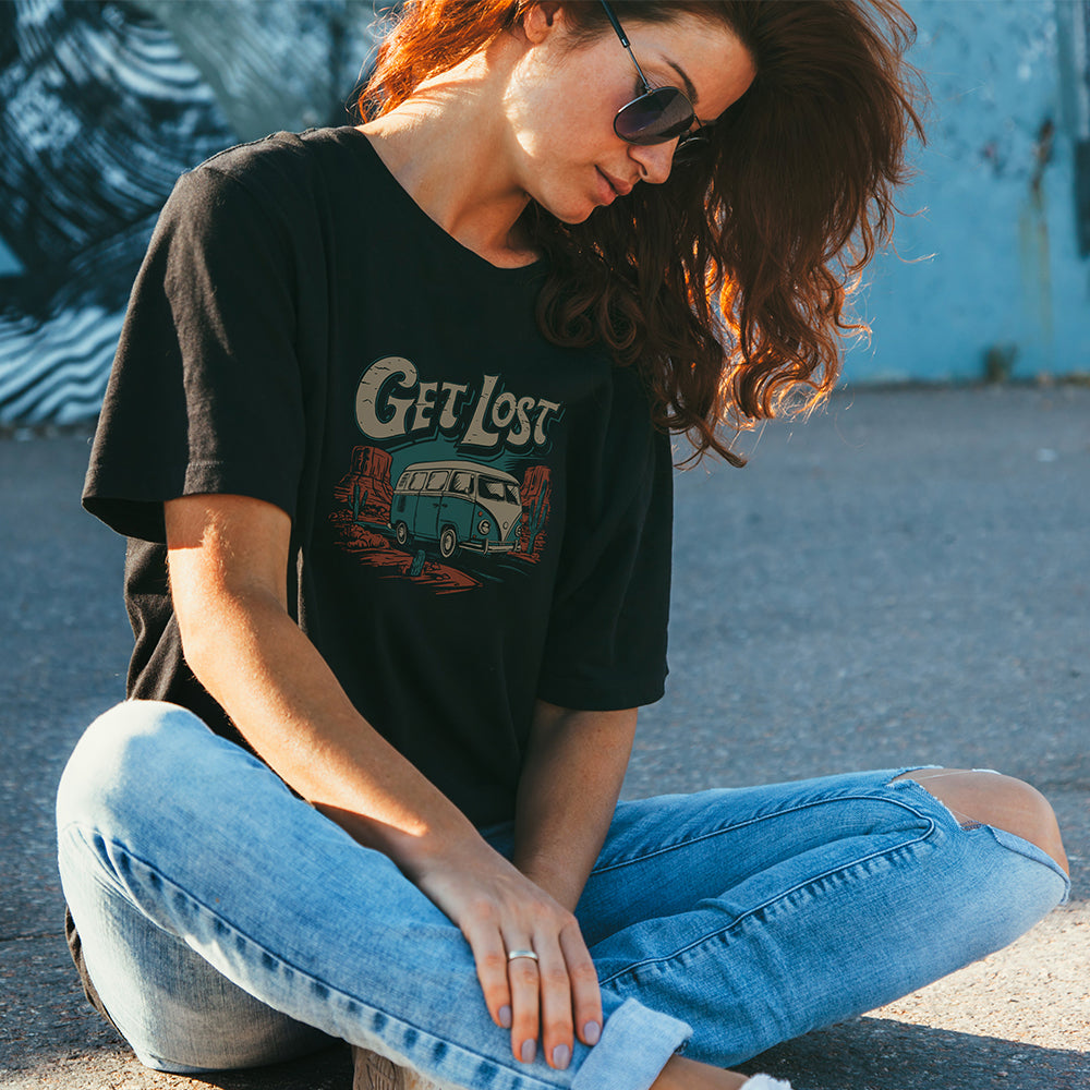 Get Lost T-shirt Vintage Van Vanlife Travel Tee- Utah Arizona Desert Nomad Roadtrip Tees Unisex Cotton Tee Mens Womens