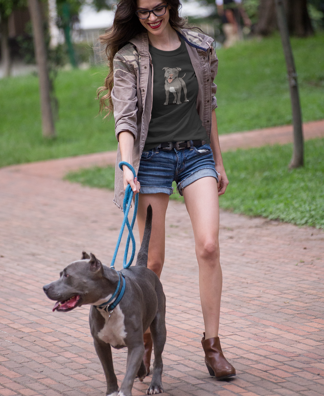 Gray Pitbull Dog T-shirt: Pit Bull Puppy Dogs Unisex Short Sleeve Tee, Pet Owner Gift, Dog Mom Dad Shirt