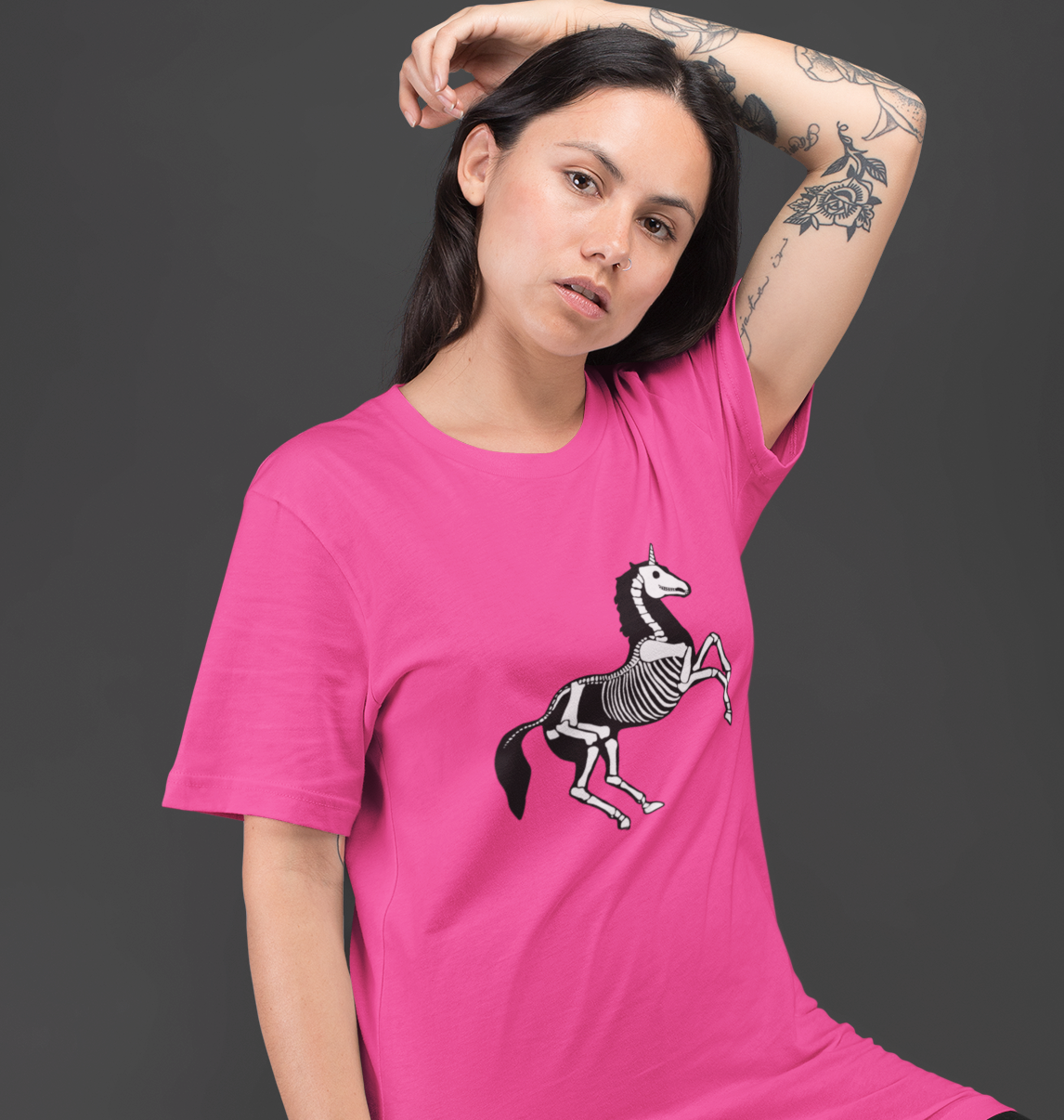 Unicorn Skeleton T-shirt - Spooky Halloween Tee Unisex Jersey Short Sleeve Gothic Unicorns Graphic Tees - Womens Mens Goth Shirts