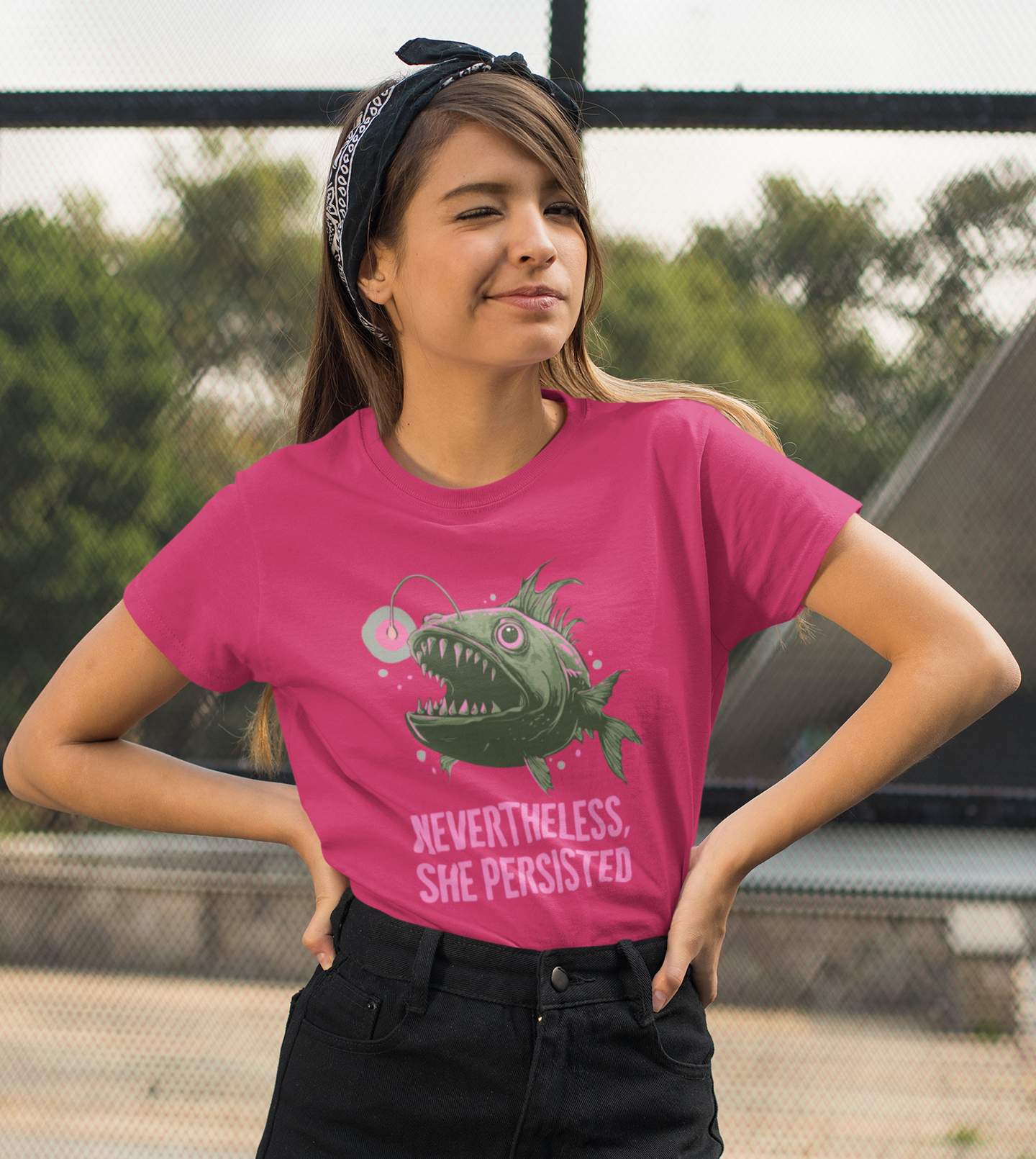 Deep Sea Anglerfish Nevertheless She Persisted T-shirt, Angler Fish Lure Glow Graphic Tee Ocean Aquatic Creatures