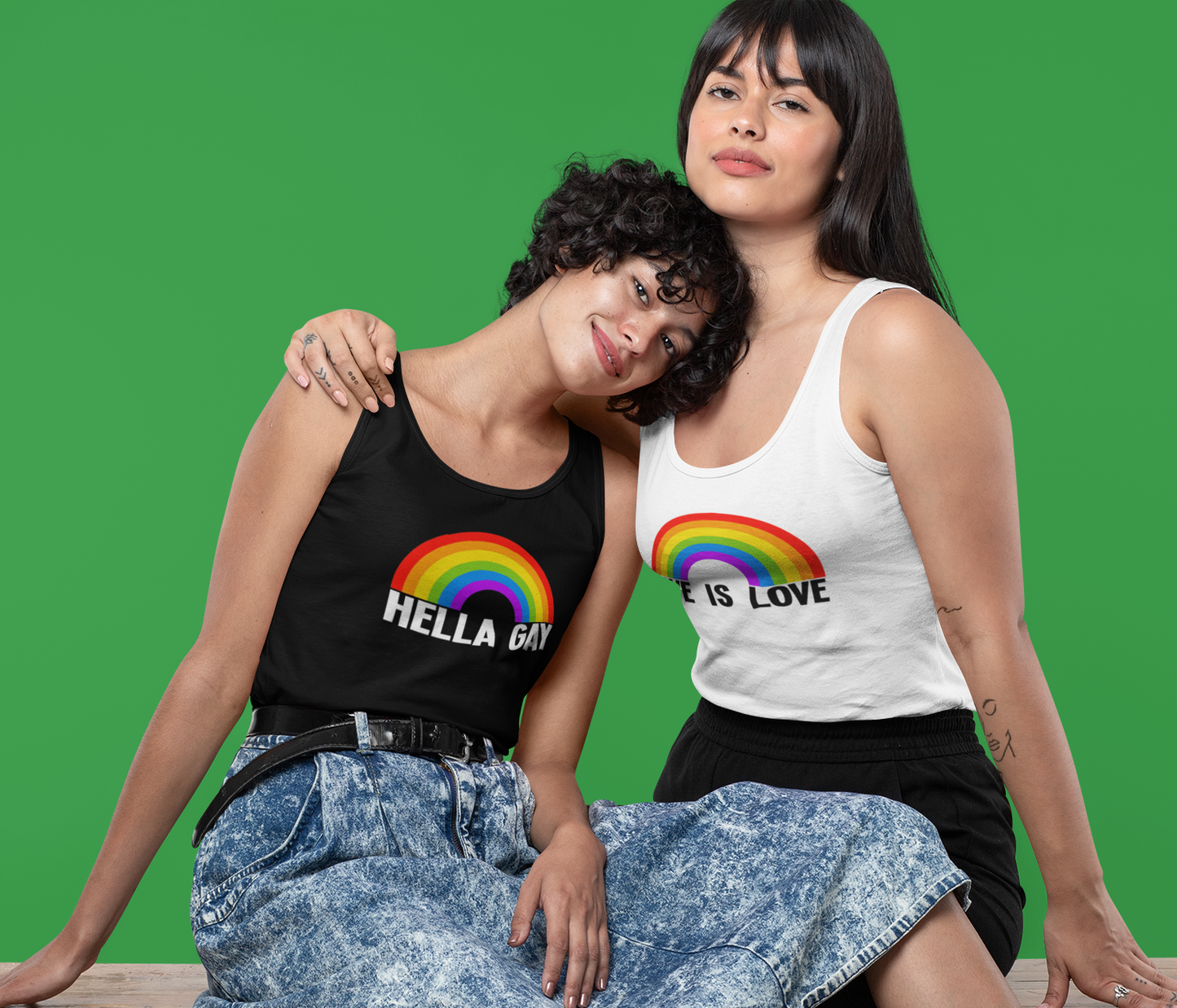 Hella Gay Tank Top, Pride Rainbow Tank - LGBTQIA+ Festival Parade, Lesbian Queer Summer Wear, Sleeveless Racerback Tank Tops