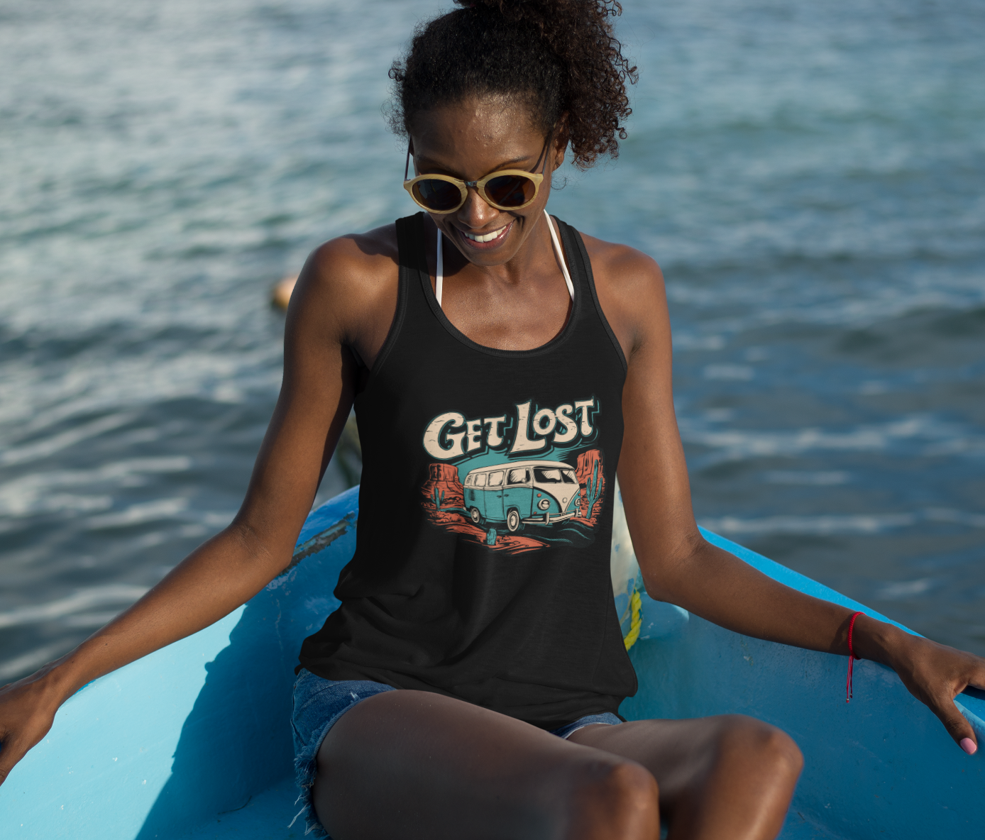 Get Lost Vintage Van Vanlife Utah Arizona Desert Roadtrip Tank Top Women's Ideal Racerback Tank