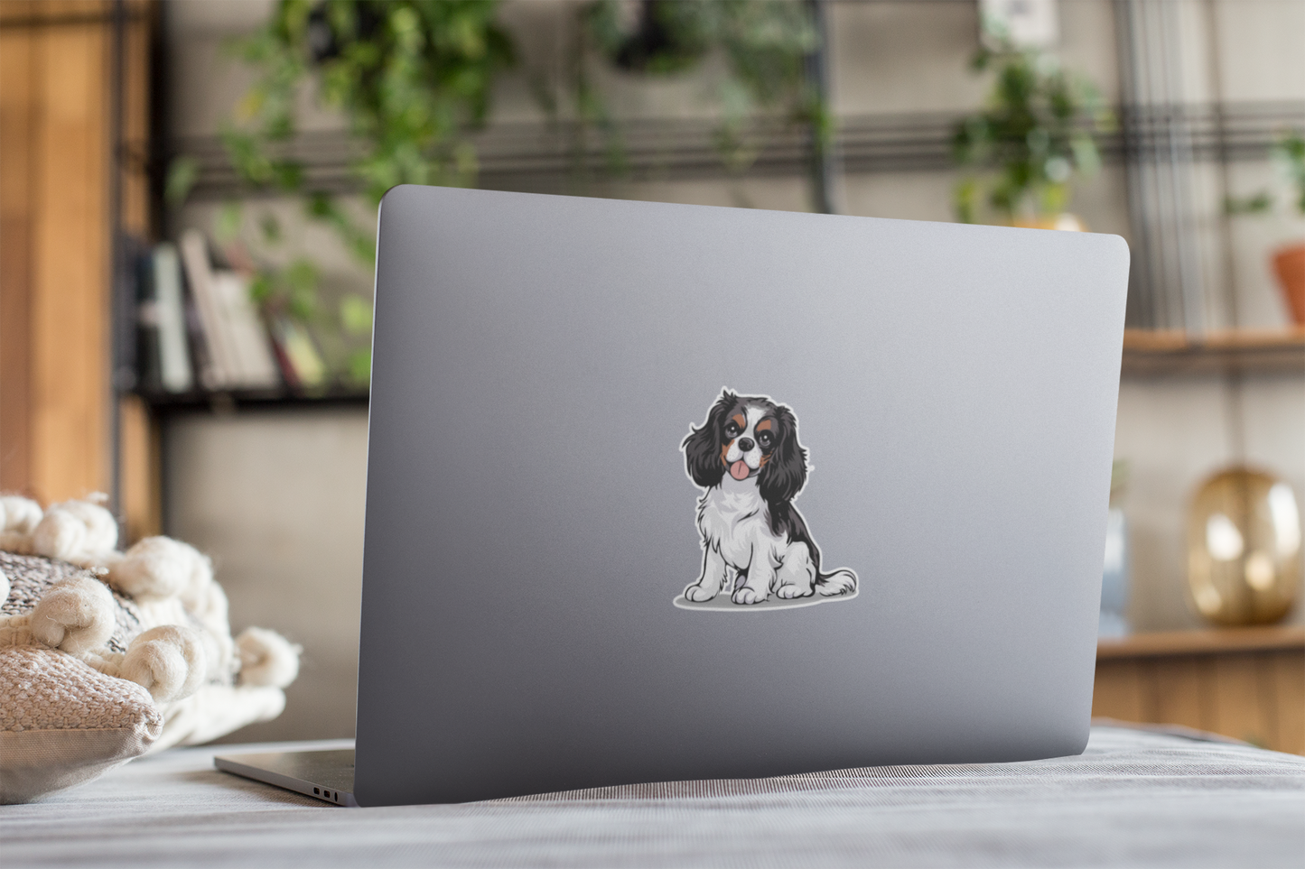 3.5" Tricolor Cavalier King Charles Spaniel Dog Sticker - Black, Brown, & White Cavaliers Puppy Dogs Vinyl Decal Stickers Waterproof Decals