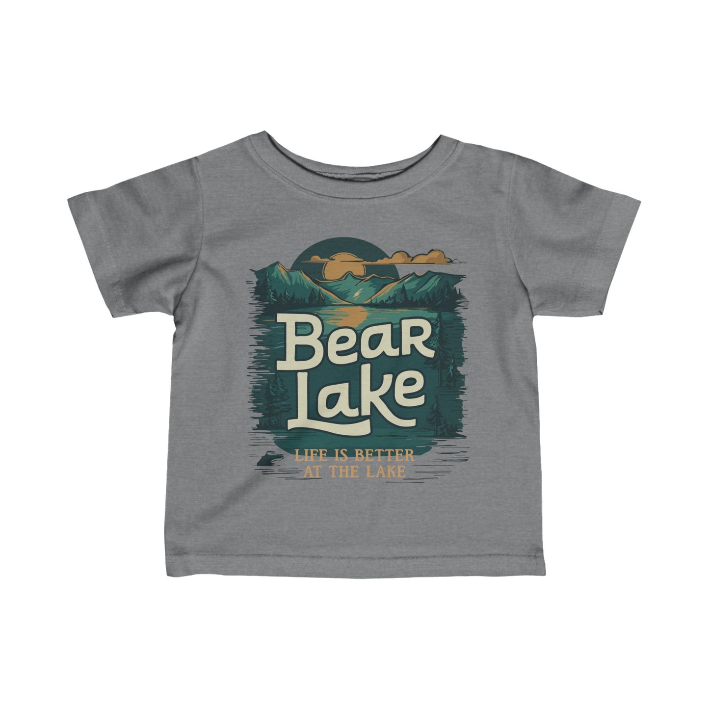 Bear Lake Baby T-shirt Infant Fine Jersey CottonTee with Scenic Mountain Lake Bear Lake Summer Travel Graphic Print