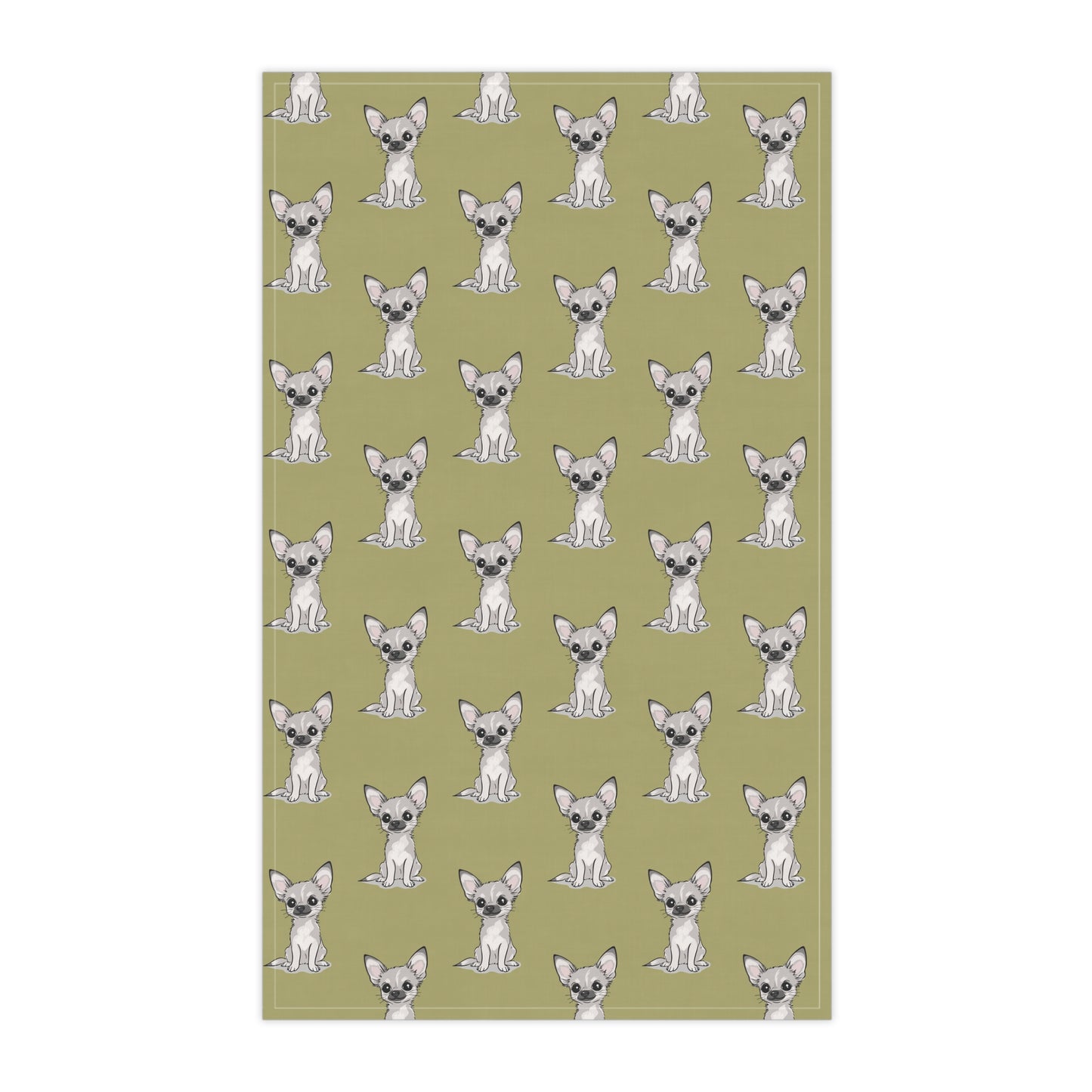 Green Chihuahua Puppy Tea Towel, Cute Kitchen Hand Towels Decor, Dog Lover Gift, Pet Owners Gifts