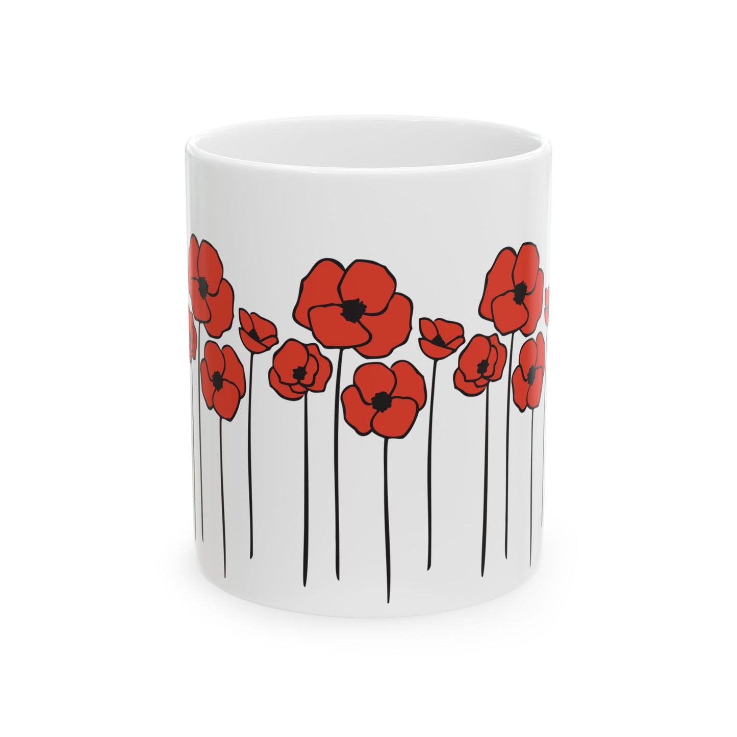 Red Poppy Flowers Ceramic Mug 11oz, Floral Poppies Coffee Cup, Nature Design Tea Mugs, Gift for Gardener, Mother's Day Gift
