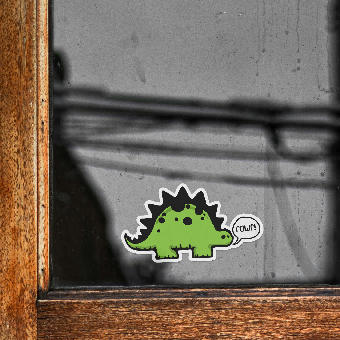 4" Rawr! Dinosaur Sticker - Dino Stegosaurus Funny Dinosaurs Vinyl Decal Stickers Waterproof Outdoor Decals