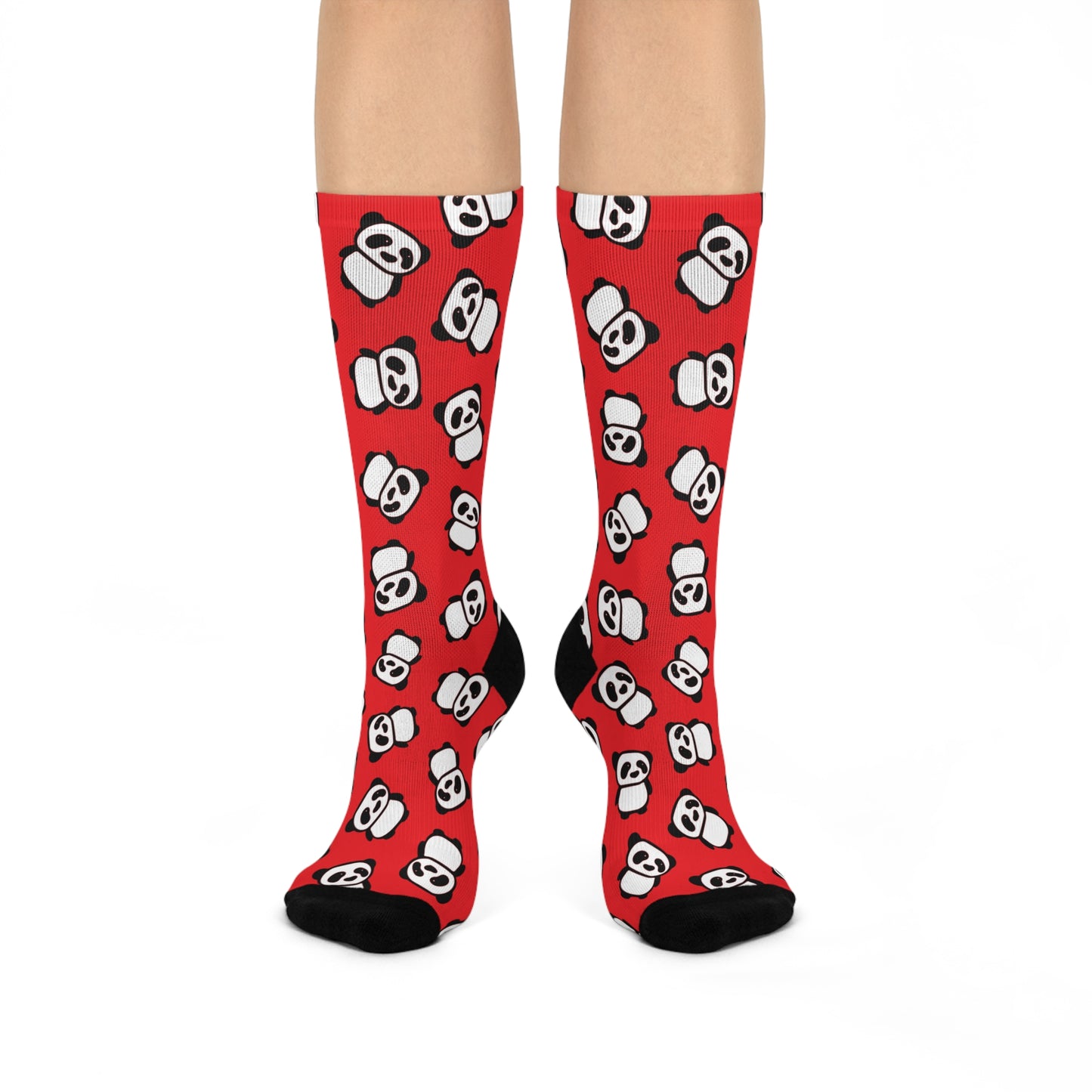Red Panda Pattern Cushioned Crew Socks Unisex Mens Womens Socks with Pandas Print - One Size Socks Womens Size 5 to Merns Size 12