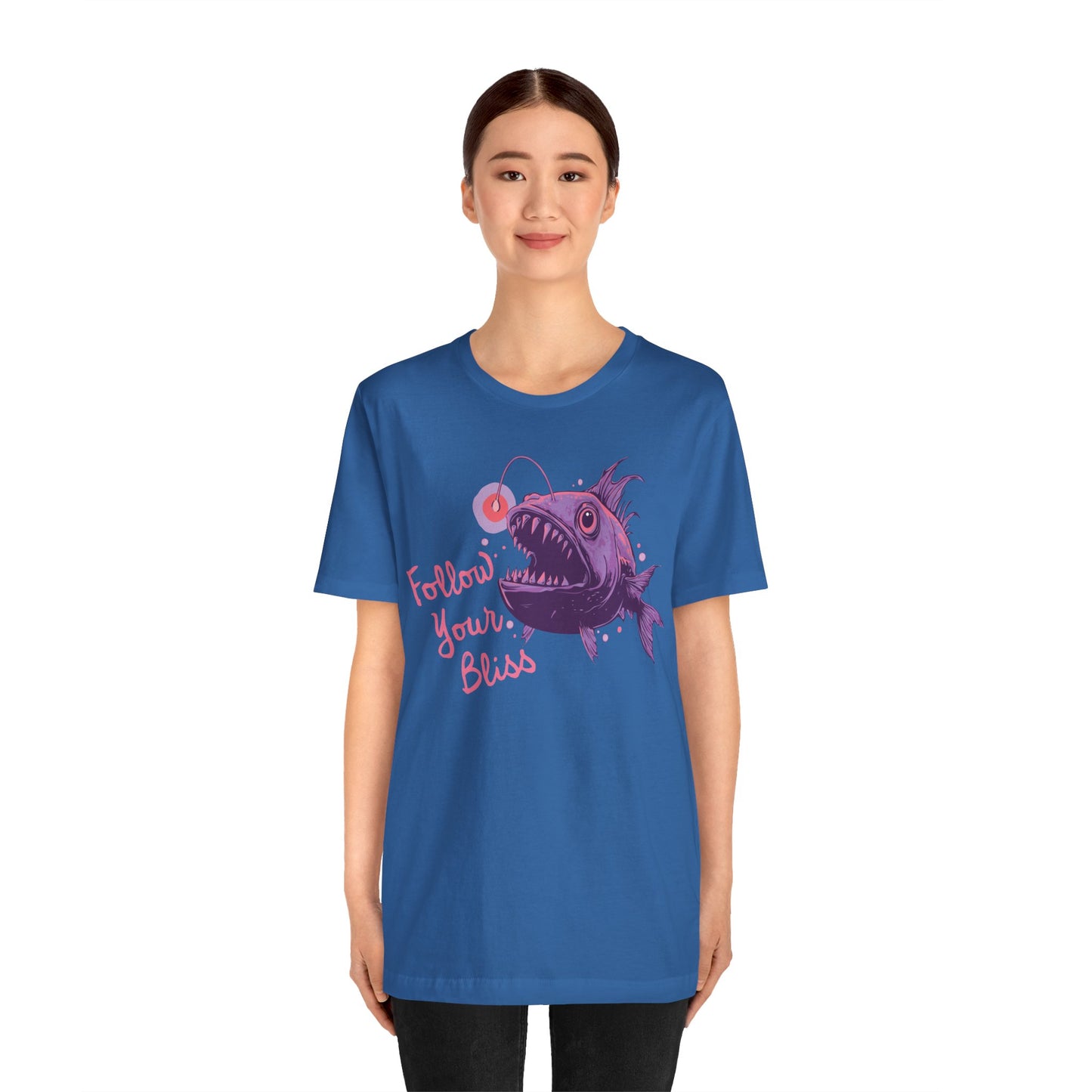 Follow Your Bliss Deep Sea Anglerfish T-shirt, Angler Fish Lure Glow Graphic Tee Ocean Aquatic Creatures