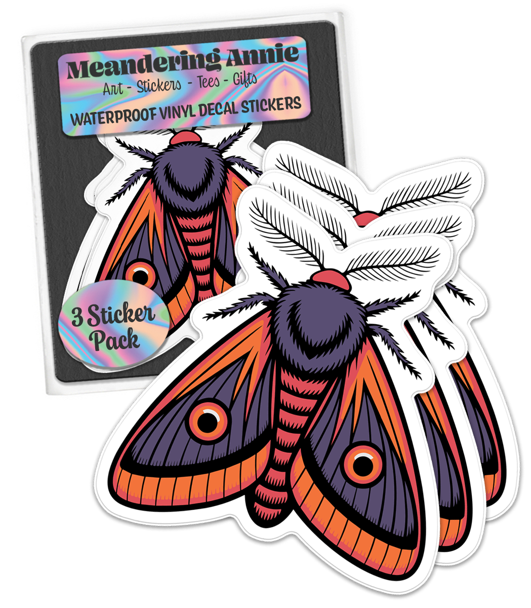 3" Moth Stickers - Waterproof, Fade-Resistant Decal Sticker Bundles Moths Insect Bug