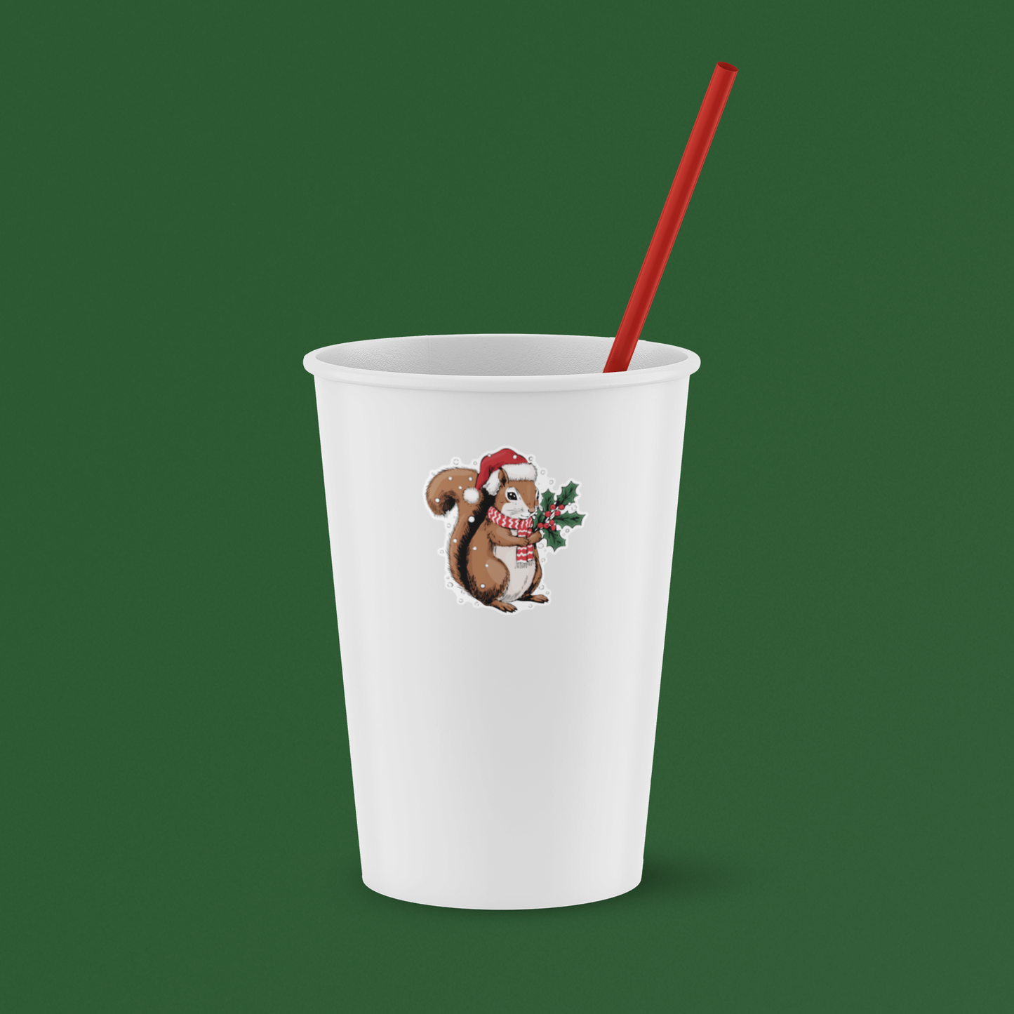 2" Santa Squirrel Christmas Stickers, 5, 10, 20 Pack Winter Holiday Squirrels Vinyl Decal Waterproof Sticker Stocking Stuffer Xmas Gift Idea