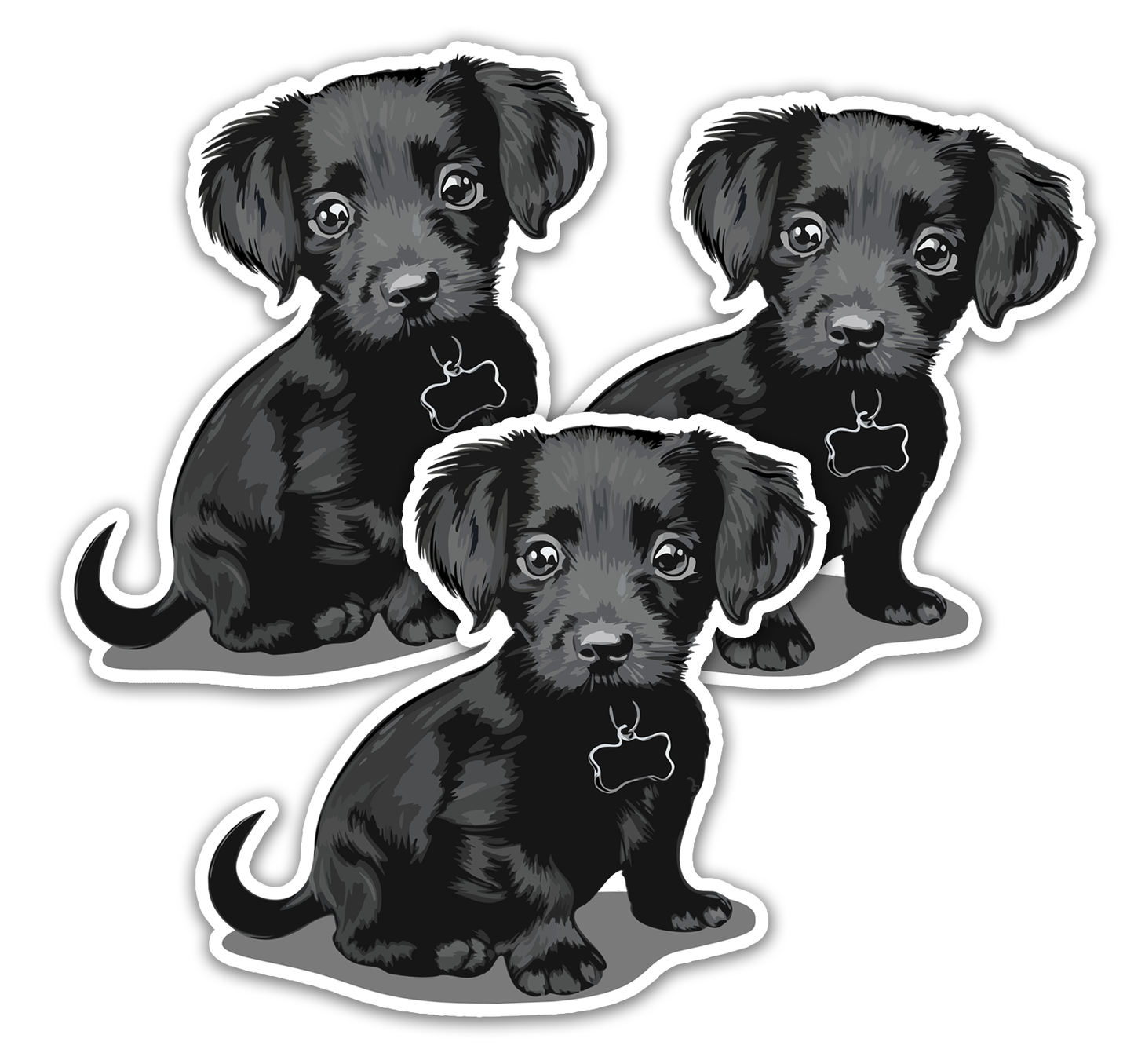 3" Black Chiweenie Puppy Dog Sticker - Dachshund Chihuahua Mix Dogs Waterproof Vinyl Decal Stickers Long Coat Chiweenies Puptickers (Copy)