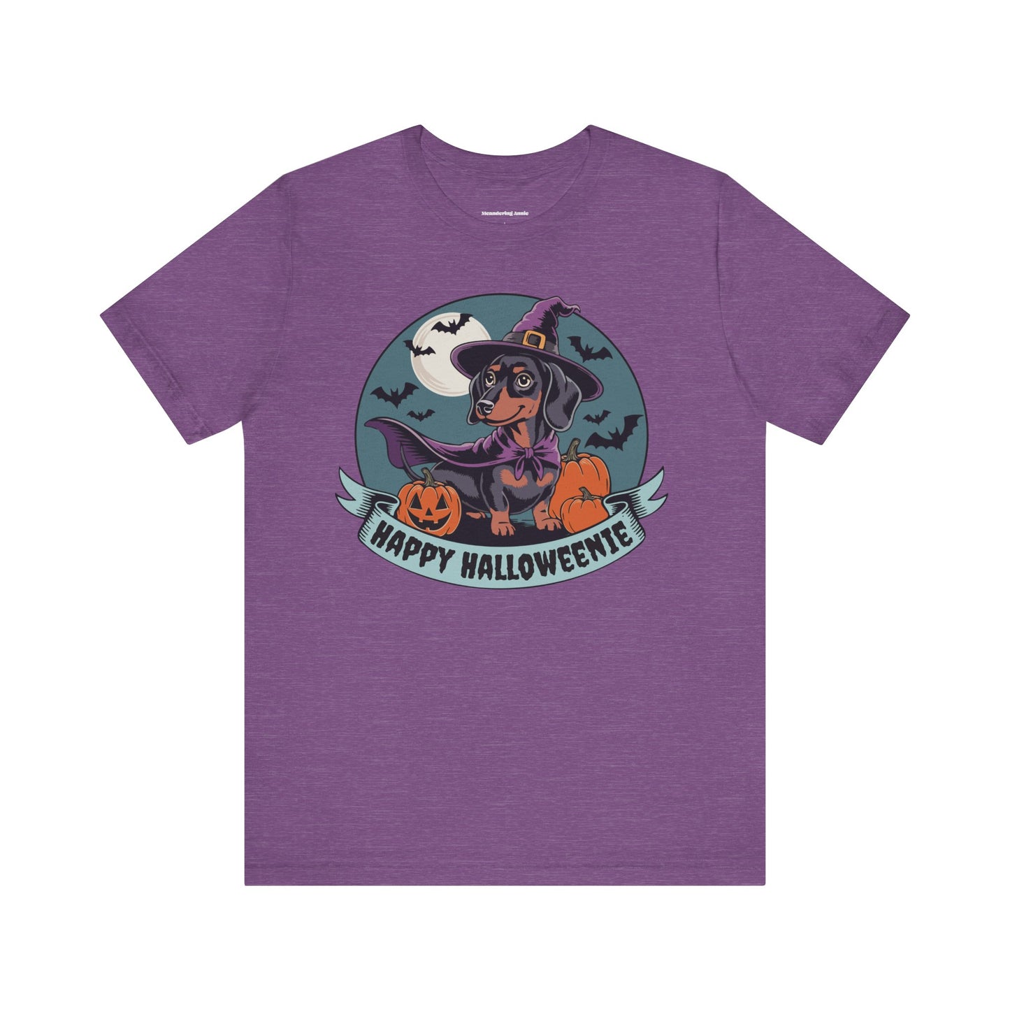 Spooky Dachshund Halloween T-shirt, Happy Halloweenie Unisex Tee, Witchy Weiner Long Dog, Pumpkins Bats, Fall Holiday Shirts