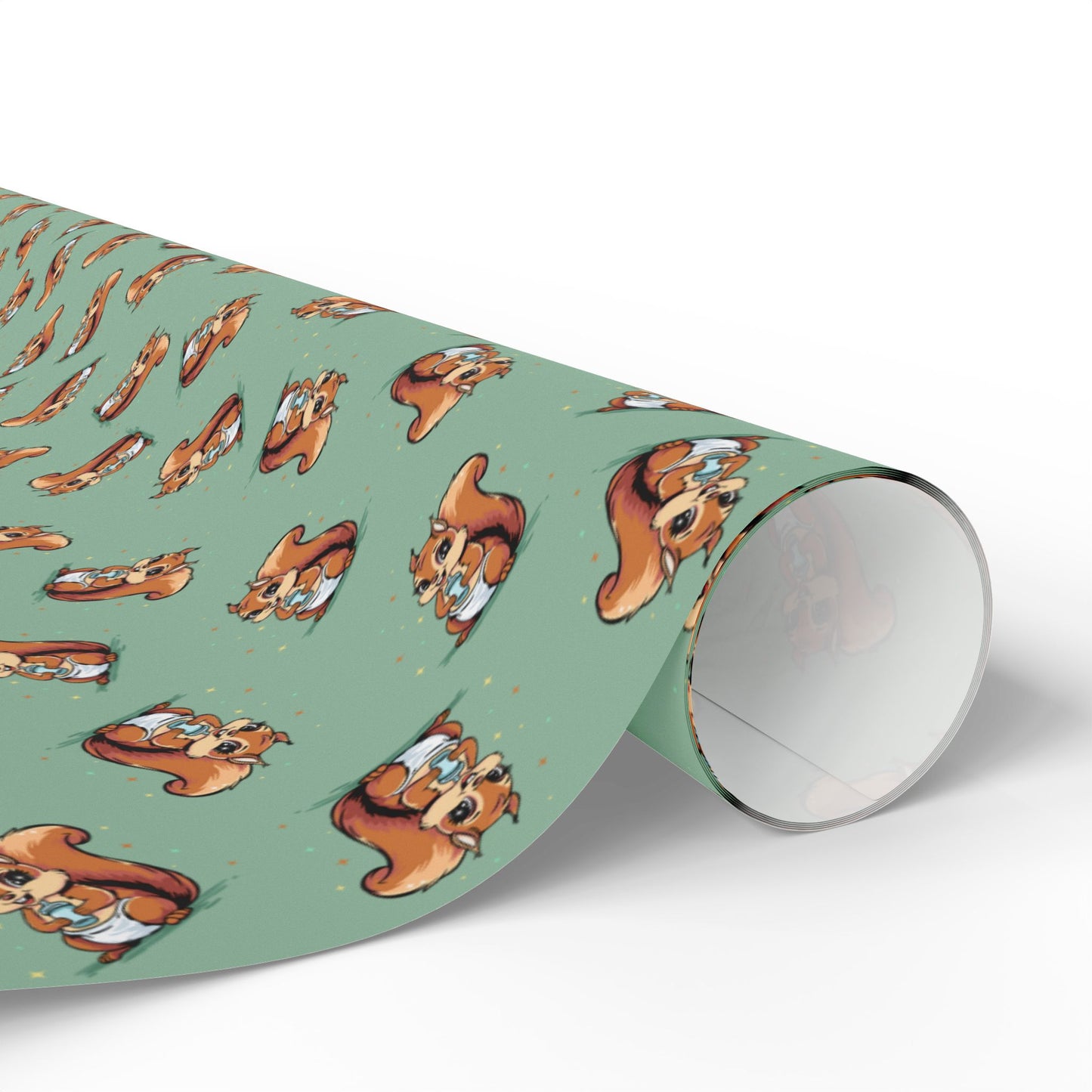 New Baby Squirrel Gift Wrap, Wrapping Paper for Baby Shower Gifts with Squirrels Design Boys Girls Gender Neutral Green Animal Print