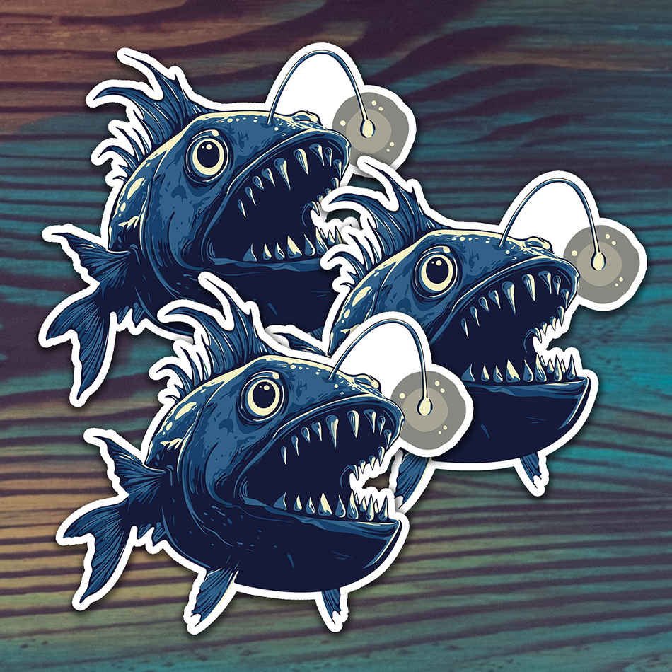 4" Deep Sea Anglerfish Sticker - Deep Sea Angler Fish Decal Stickers