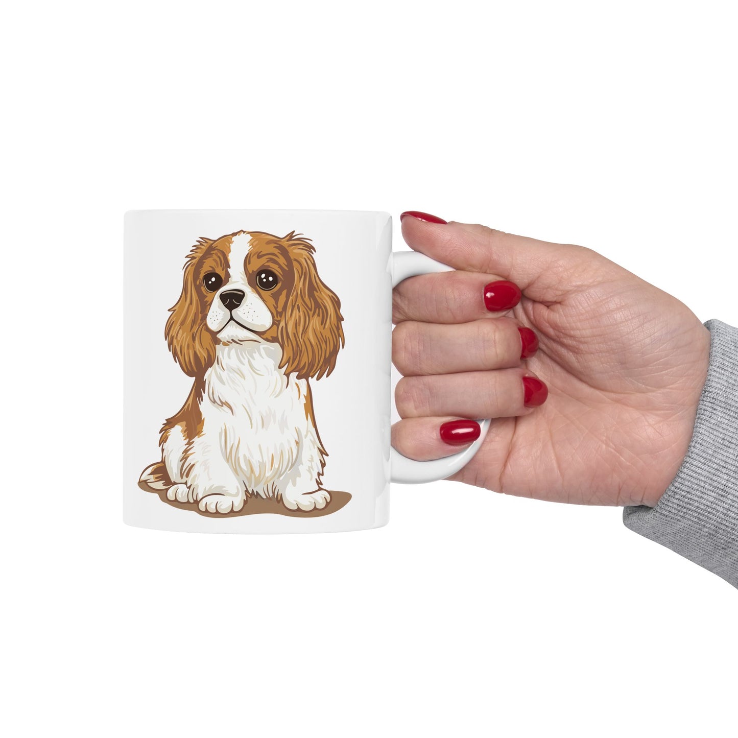 Blenheim Cavalier King Charles Spaniel Dog White Ceramic Mug 11oz with Pet Dogs Cavaliers Puppy Print Coffee Mugs Gifts