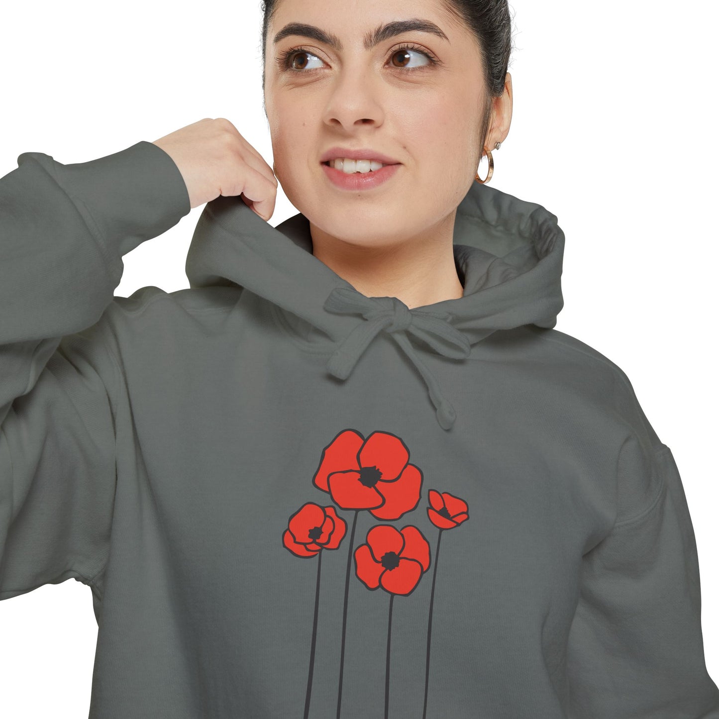 Red Poppy Flowers Hoodie, Floral Poppies Pullover Hooded Sweatshirt, Gift for Nature Lovers, Perfect Hoodies for Fall and Spring