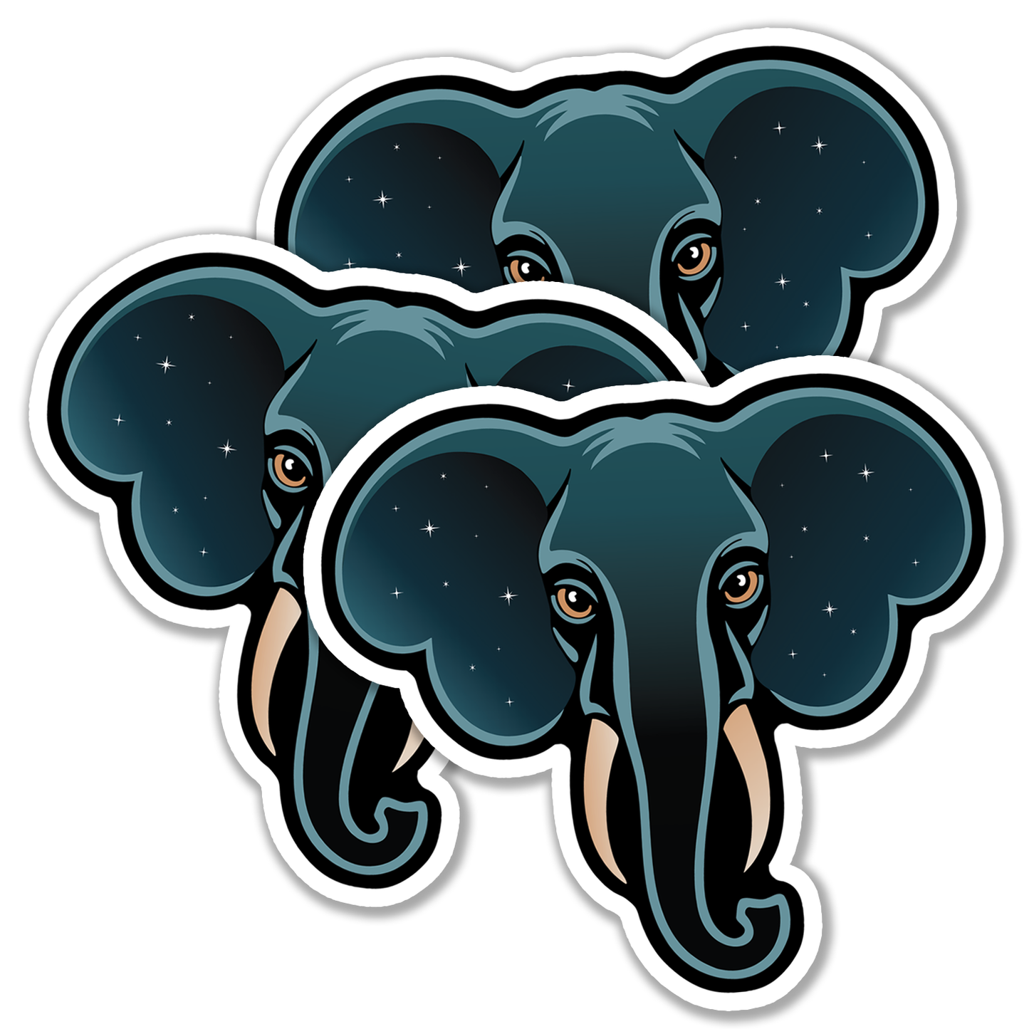 3" Celestial Elephant Stickers, Galactic Elephants Vinyl Decal Sticker Zen Galaxy Waterproof Space Decals Laptop, Water Bottle, Car