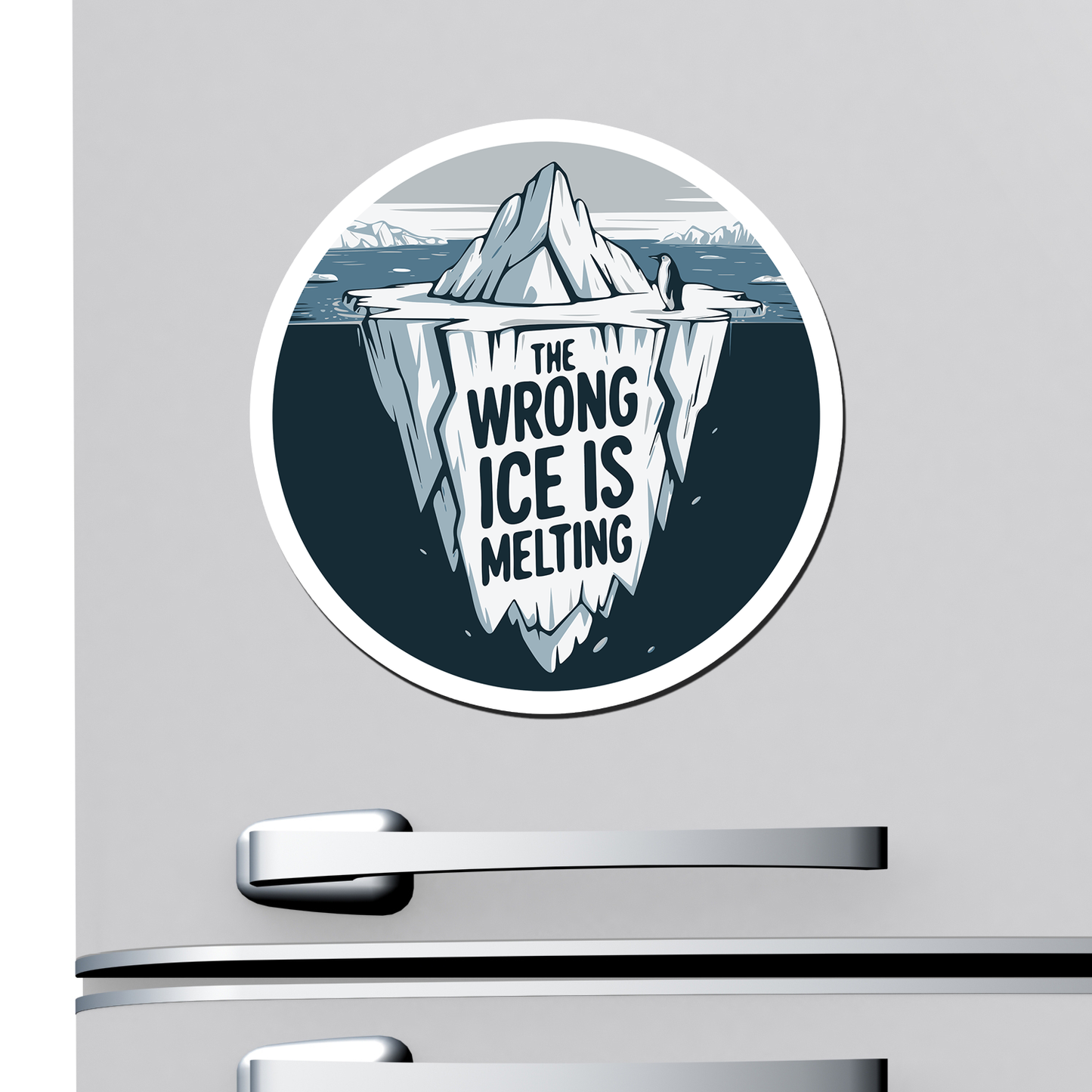 Wrong Ice Is Melting Die Cut Magnet - 5" Funny Political Magnets, Leftist Liberal, Abolish I.C.E. Climate Change Activist Car Fridge
