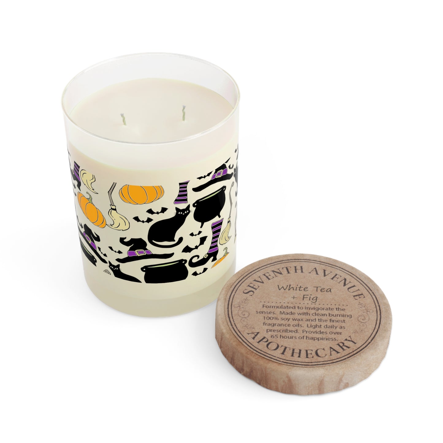 Witchy Things Halloween Scented Candle 11oz with Witch Hats, Brooms, Black Cats, Pumpkins, Bats, Cauldrons