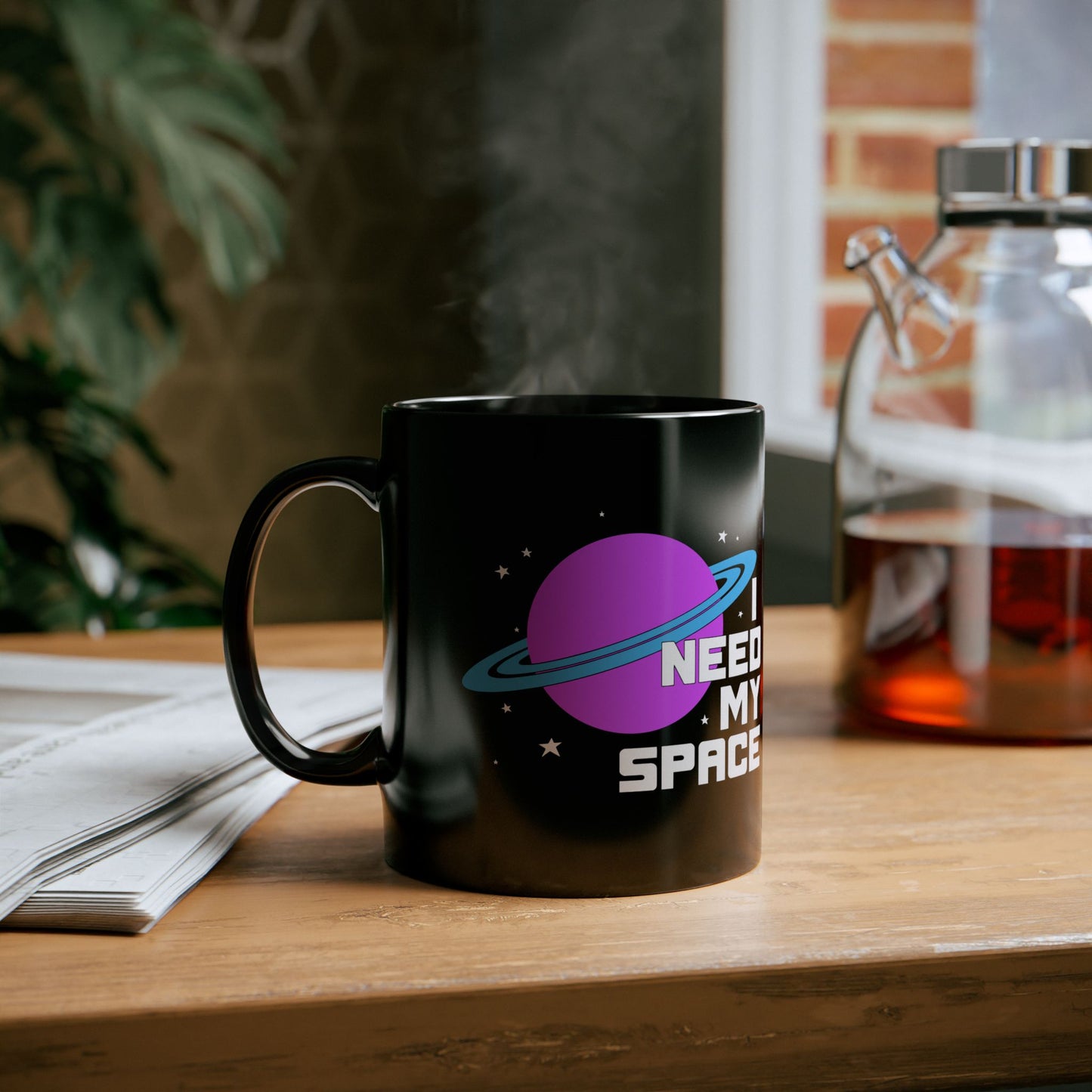 I Need My Space Black 11 Oz Ceramic Coffee Mug Outer Space Planet Science Introvert Tea Mugs Kitchen Gifts