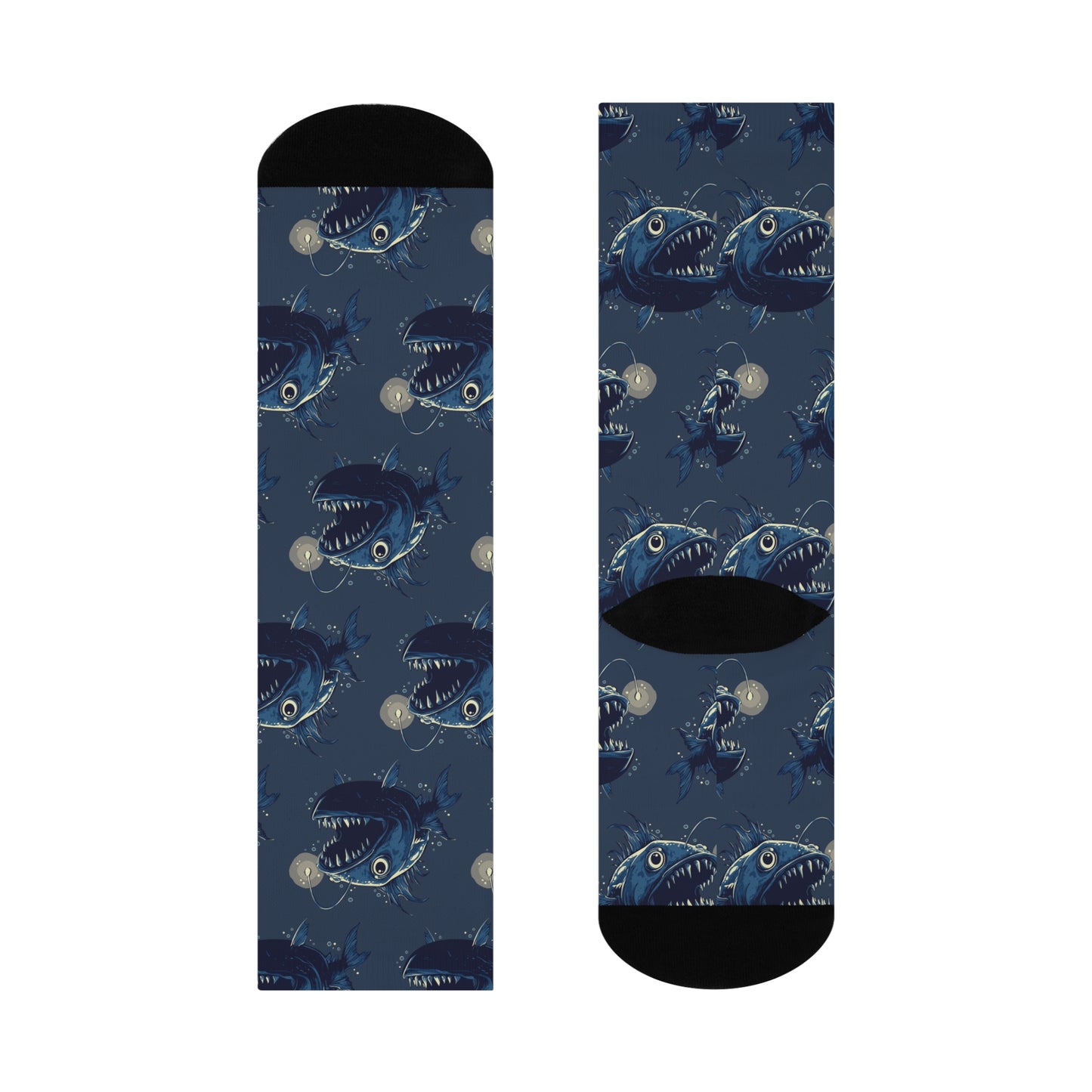Deep Sea Anglerfish Socks, Ocean Life Angler Fish Bioluminescent Lure Socks - Mens Womens Unisex One Size