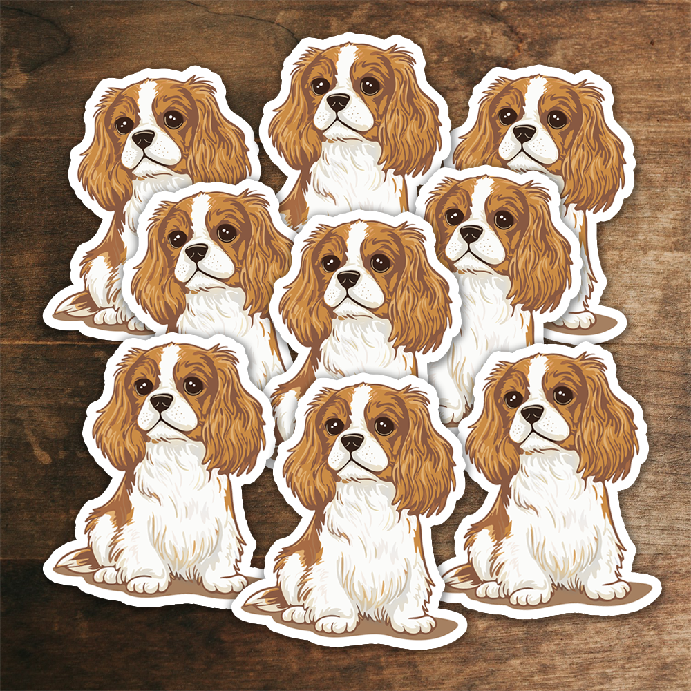 3.5" Louie Blenheim Cavalier King Charles Spaniel Puppy Dog Sticker - Waterproof, Fade-Resistant Decal Stickers
