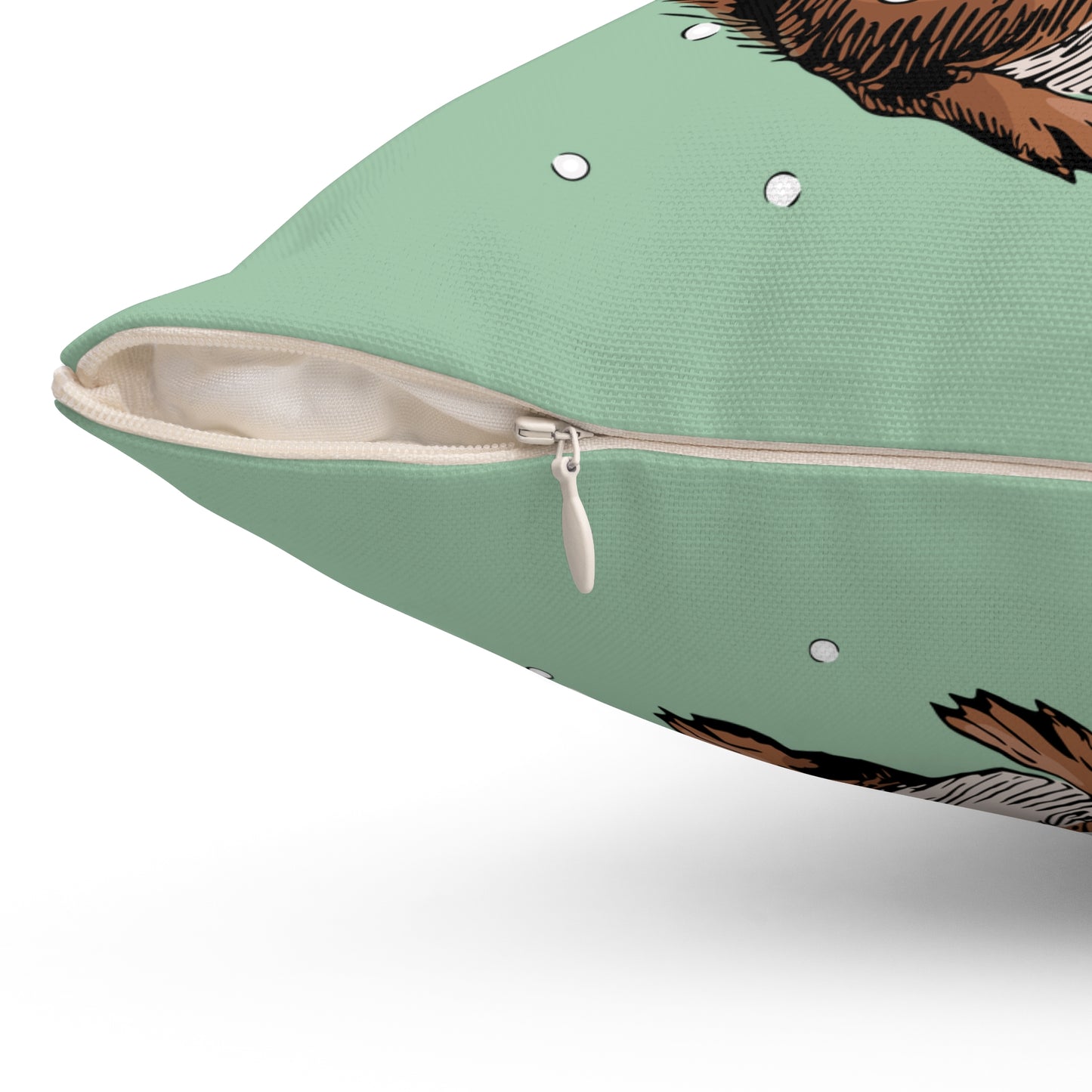 Christmas Squirrel 14"x14" Throw Pillow & Cover - Spun Polyester Square Pillow With Festive Holiday Xmas Squirrels In Santa Hat Print